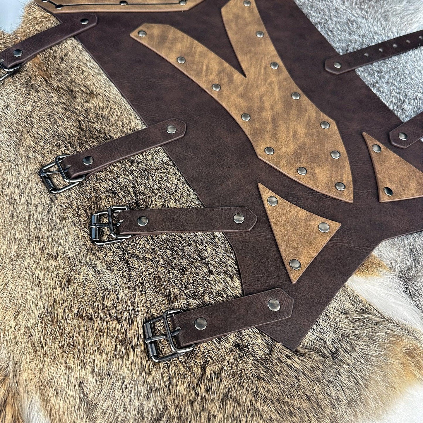 HiiFeuer Medieval Faux Leather Leg Gaiters, Vintage Middle Ages Knight Leg Armor, Mercenary Leg Guards for LARP