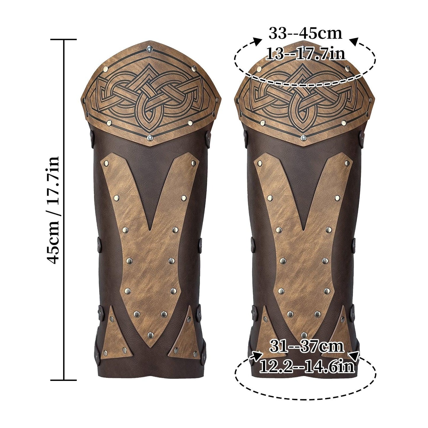 HiiFeuer Medieval Faux Leather Leg Gaiters, Vintage Middle Ages Knight Leg Armor, Mercenary Leg Guards for LARP