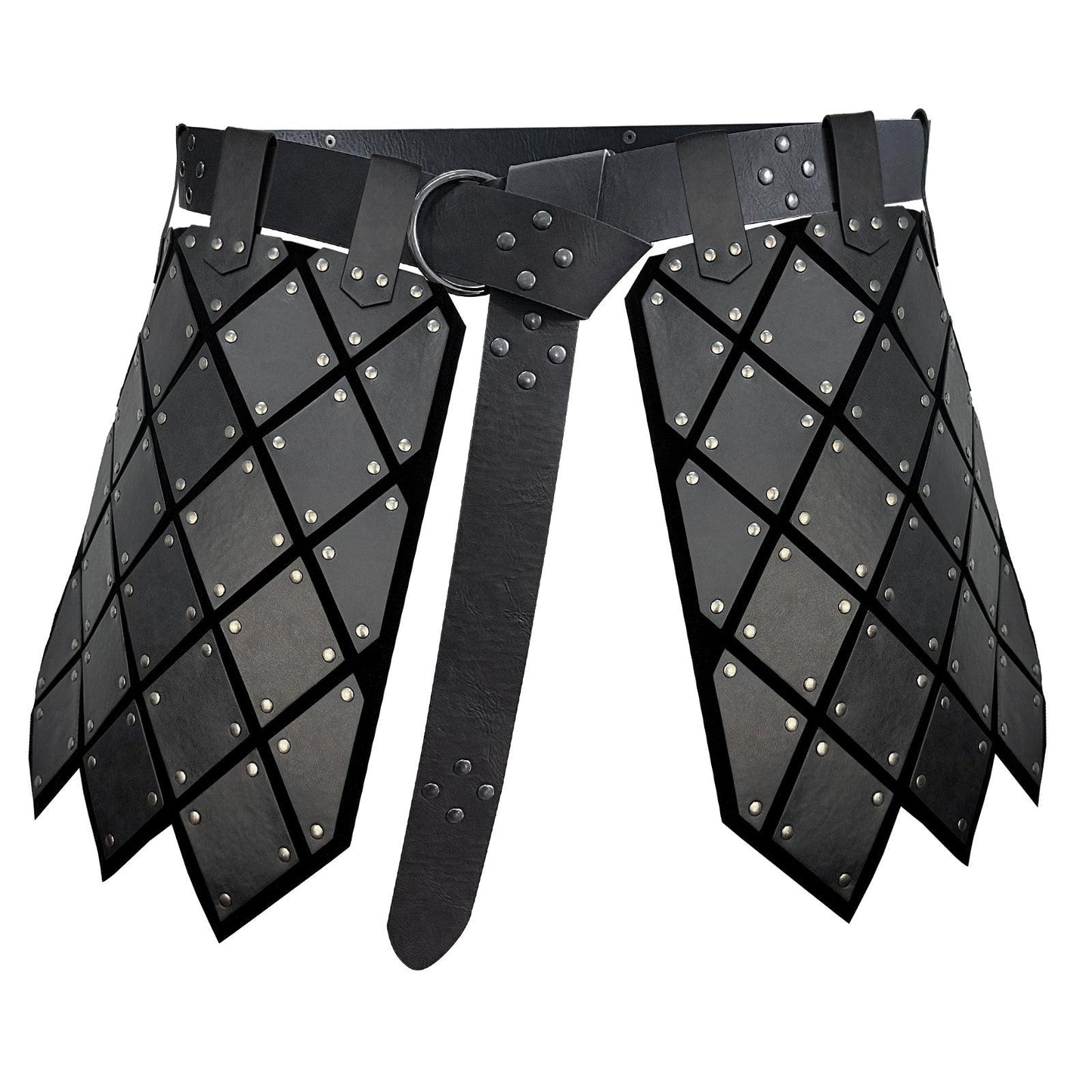 HiiFeuer Medieval Faux Leather Thigh Armor, Retro Double Sides Waist Armor with Belt, Mercenary&Knights Skirt Armor for LARP