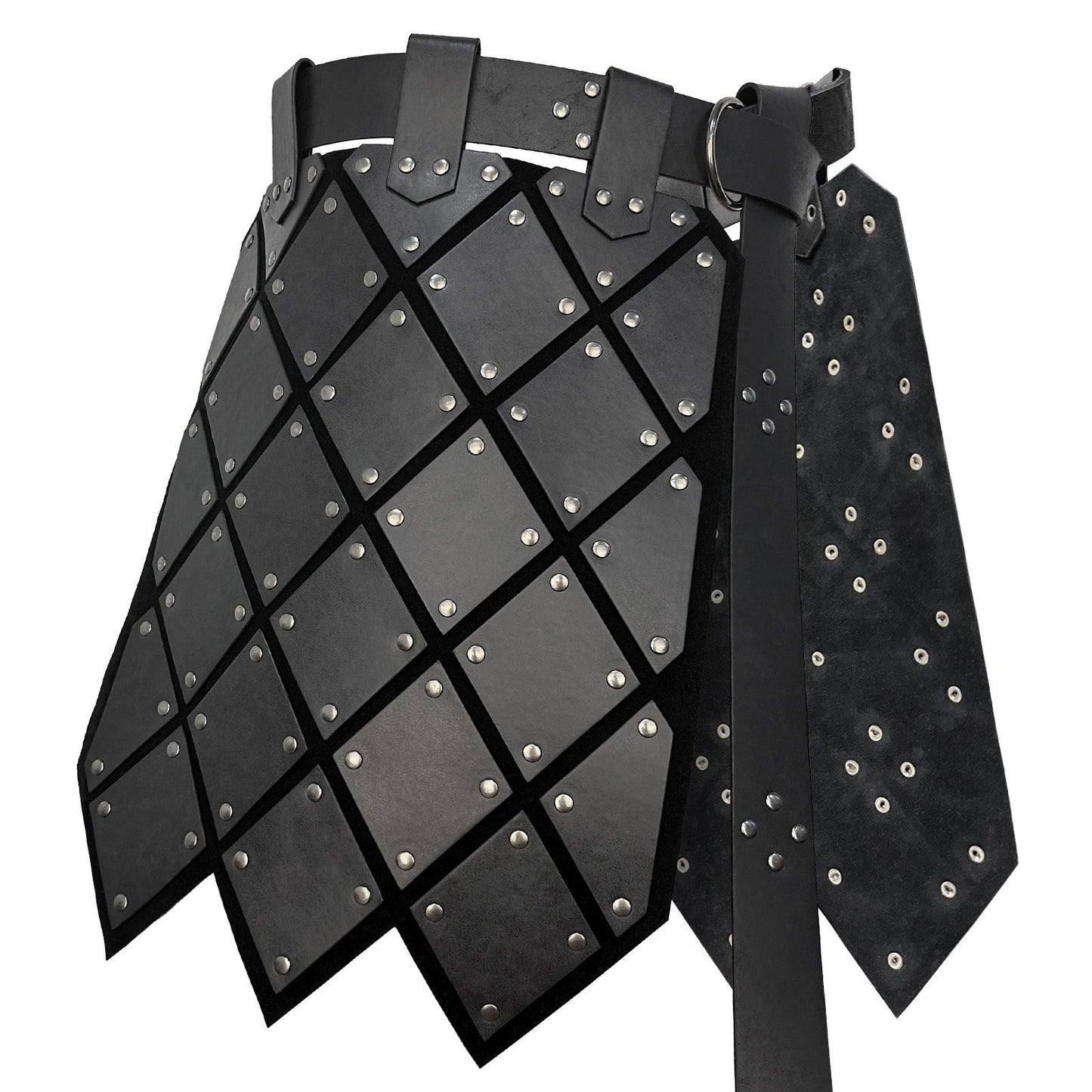 HiiFeuer Medieval Faux Leather Thigh Armor, Retro Double Sides Waist Armor with Belt, Mercenary&Knights Skirt Armor for LARP