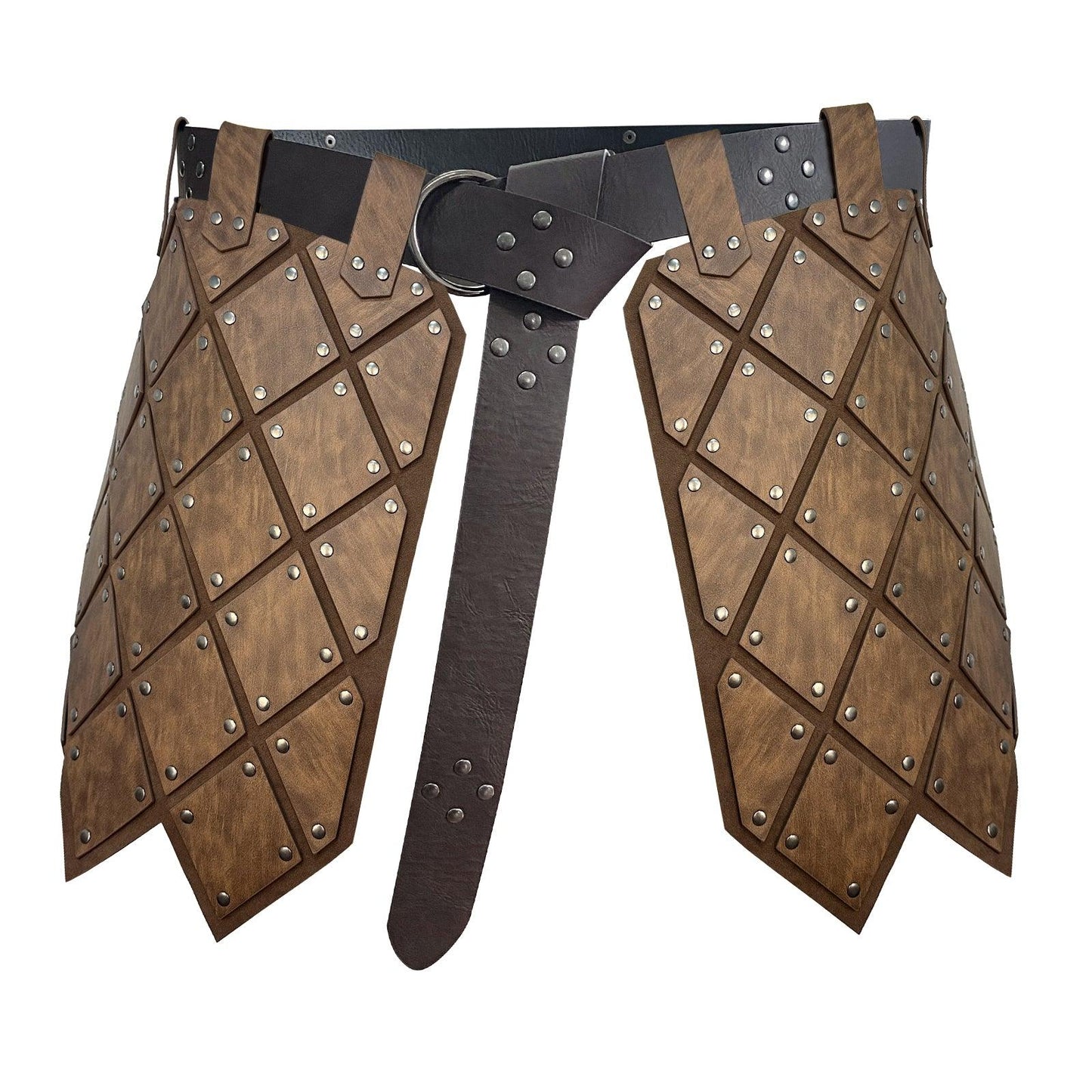HiiFeuer Medieval Faux Leather Thigh Armor, Retro Double Sides Waist Armor with Belt, Mercenary&Knights Skirt Armor for LARP