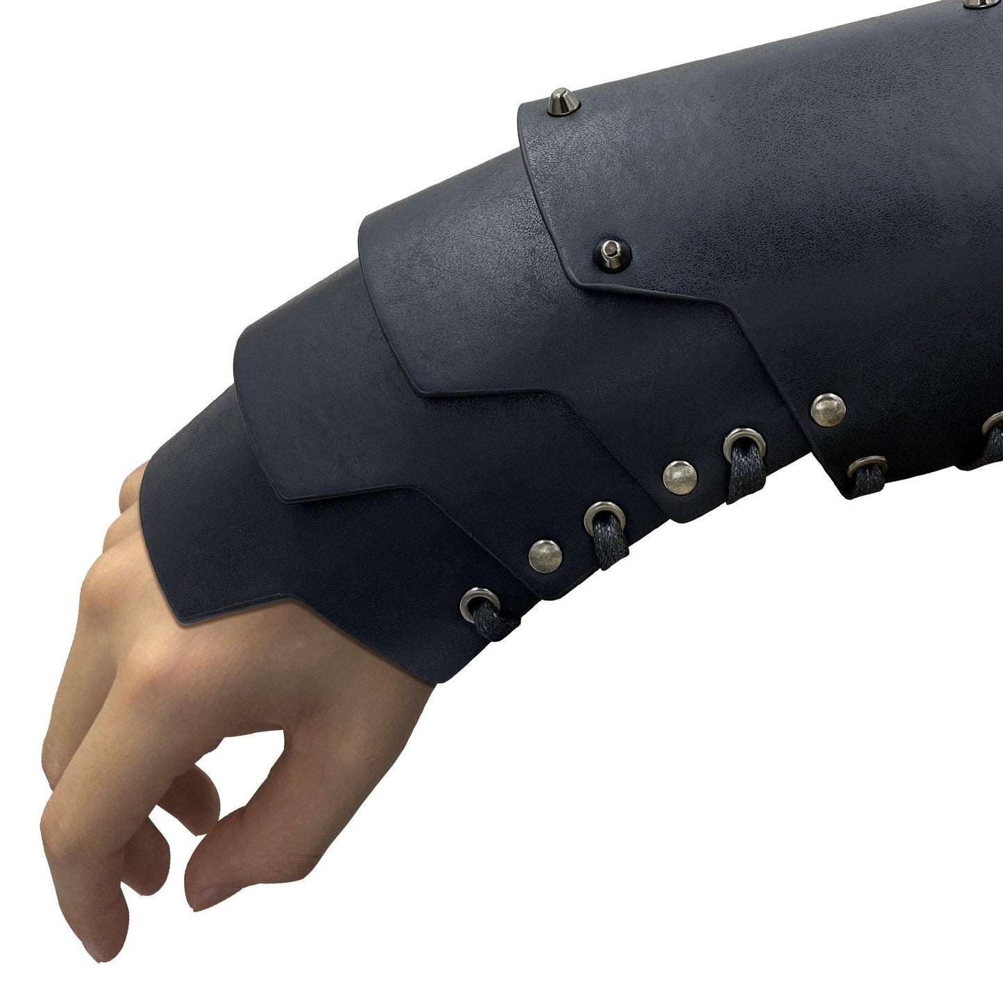 HiiFeuer Medieval Faux Leather 4 Layers Bracers Arm Armor, Middle Ages Mercenary Gauntlets, Costume Knight Archer Arm Guards