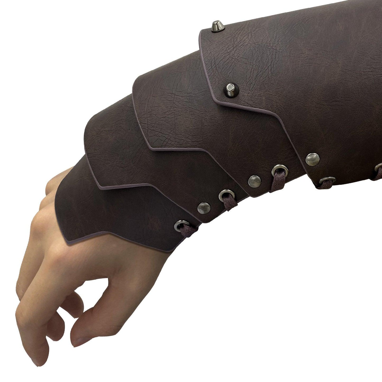 HiiFeuer Medieval Faux Leather 4 Layers Bracers Arm Armor, Middle Ages Mercenary Gauntlets, Costume Knight Archer Arm Guards