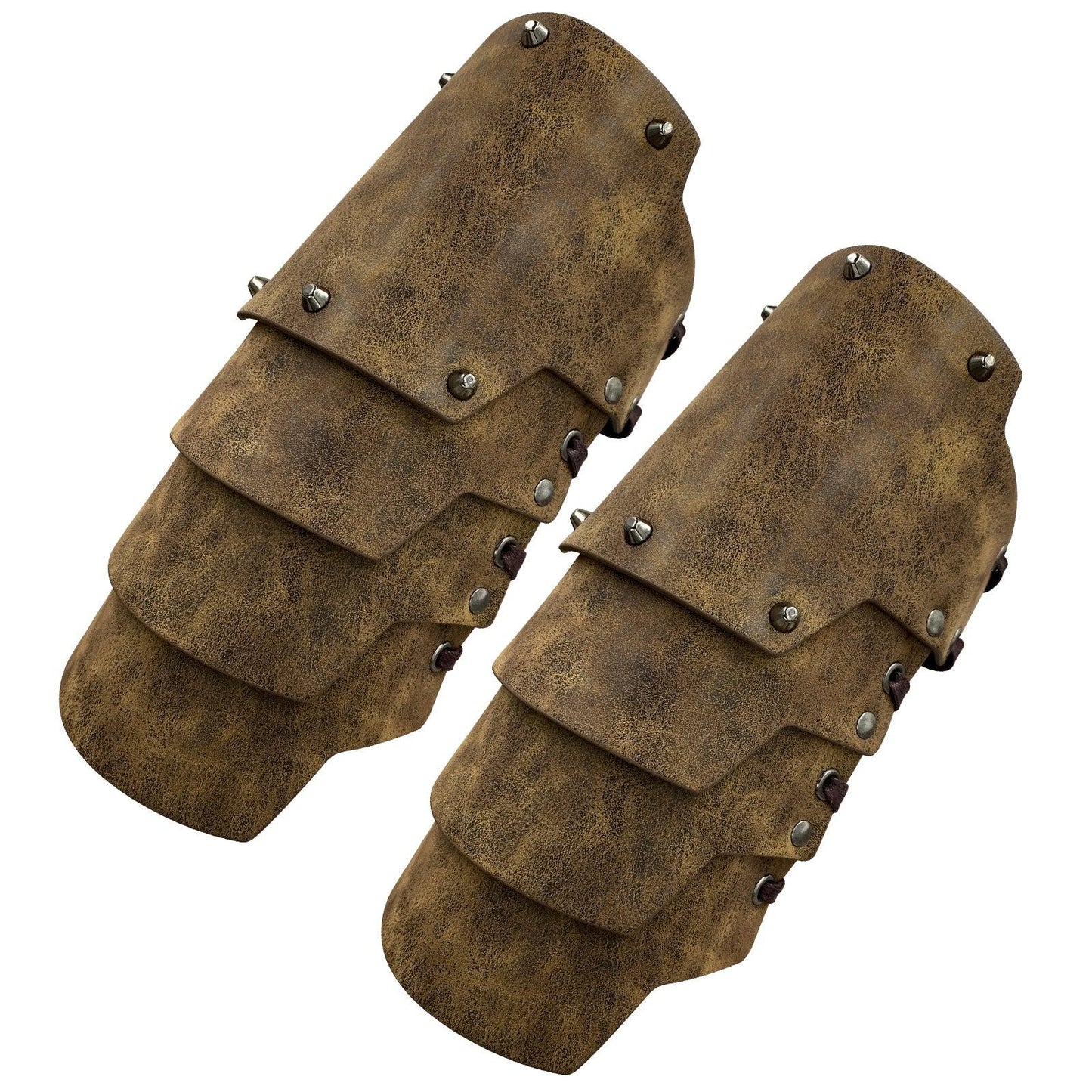 HiiFeuer Medieval Faux Leather 4 Layers Bracers Arm Armor, Middle Ages Mercenary Gauntlets, Costume Knight Archer Arm Guards