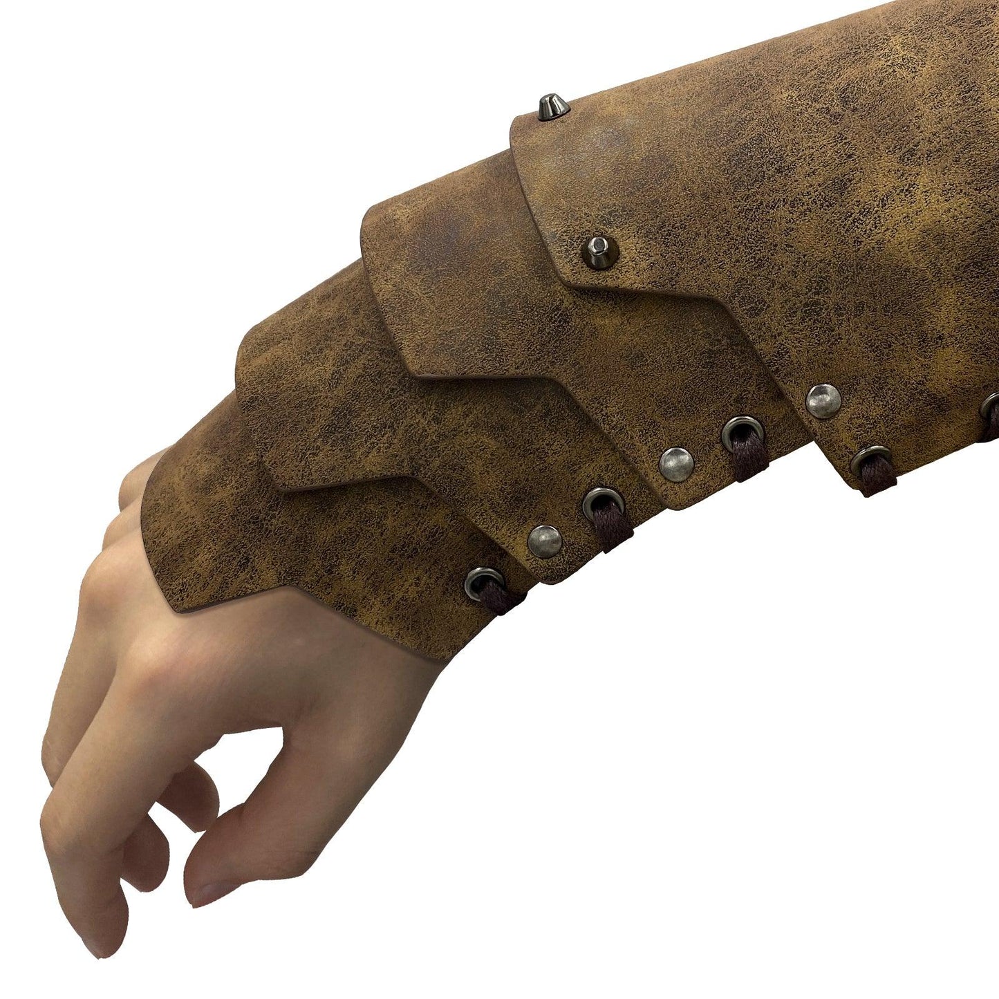HiiFeuer Medieval Faux Leather 4 Layers Bracers Arm Armor, Middle Ages Mercenary Gauntlets, Costume Knight Archer Arm Guards