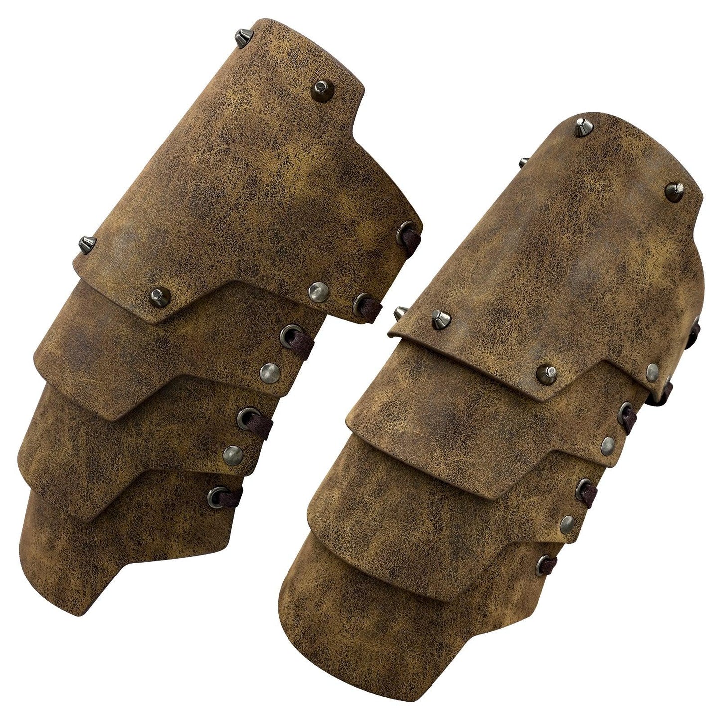 HiiFeuer Medieval Faux Leather 4 Layers Bracers Arm Armor, Middle Ages Mercenary Gauntlets, Costume Knight Archer Arm Guards