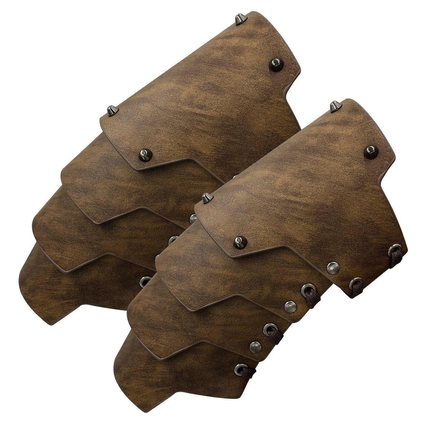 HiiFeuer Medieval Faux Leather 4 Layers Bracers Arm Armor, Middle Ages Mercenary Gauntlets, Costume Knight Archer Arm Guards