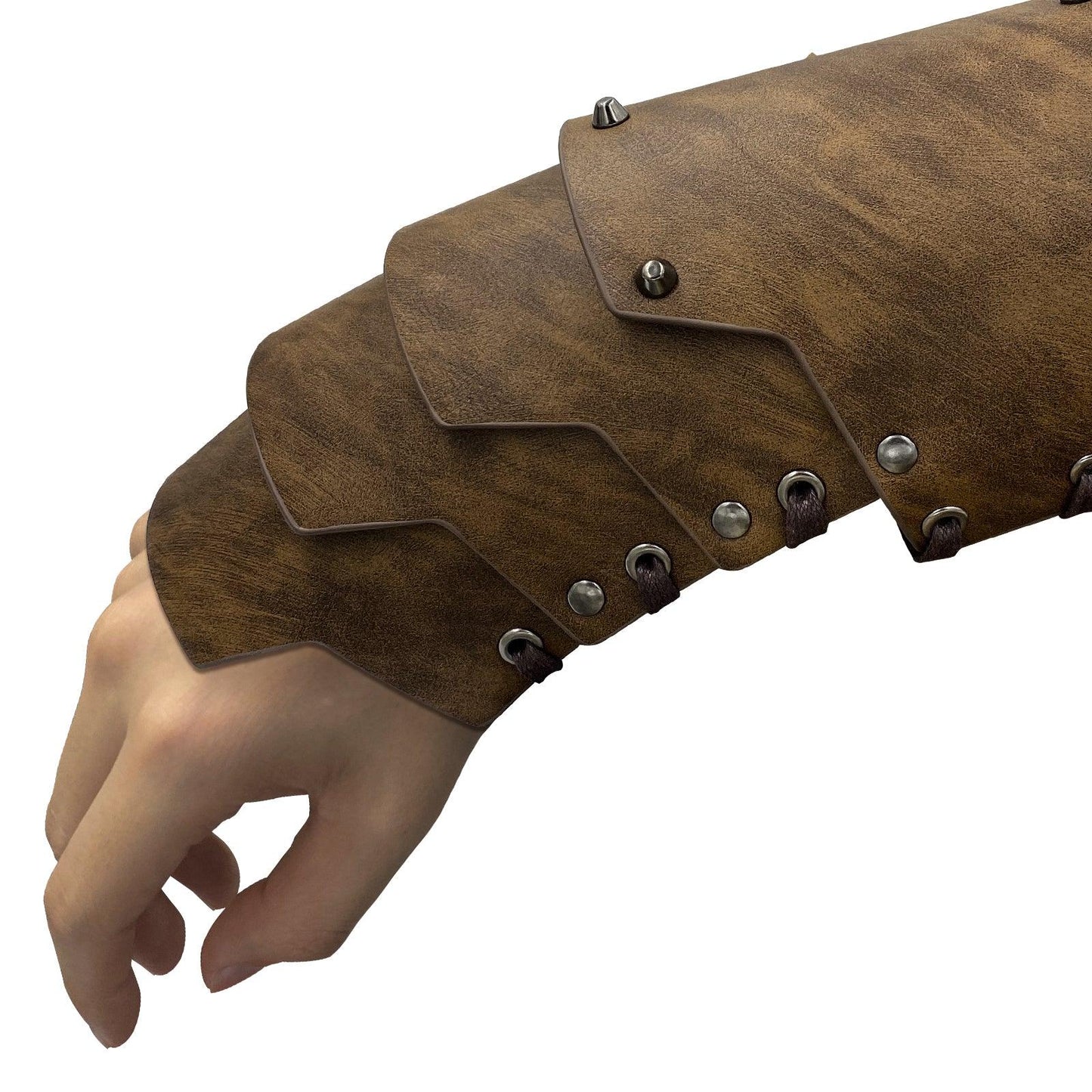 HiiFeuer Medieval Faux Leather 4 Layers Bracers Arm Armor, Middle Ages Mercenary Gauntlets, Costume Knight Archer Arm Guards