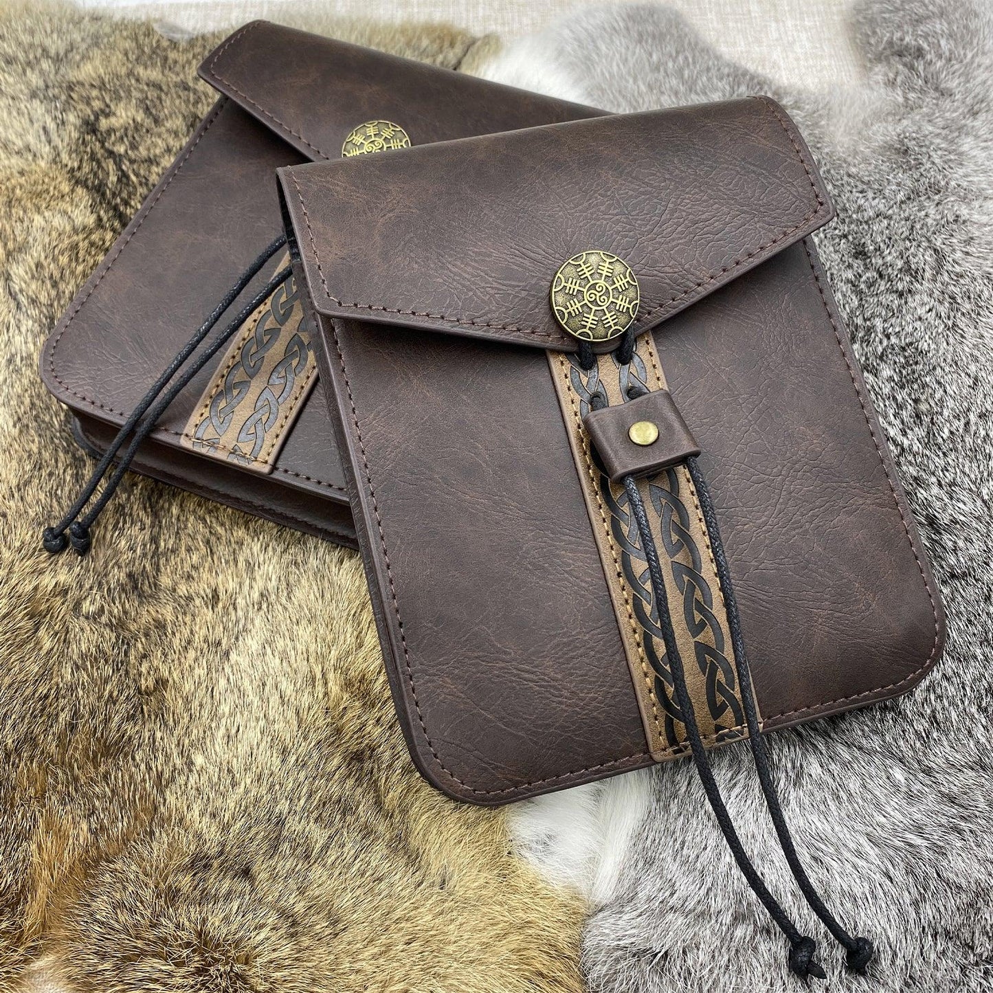 HiiFeuer Vintage Medieval Faux Leather Belt Bag, Retro Middle Ages Belt Pouch Waist bag, Portable Side Pack For LARP Ren Faire