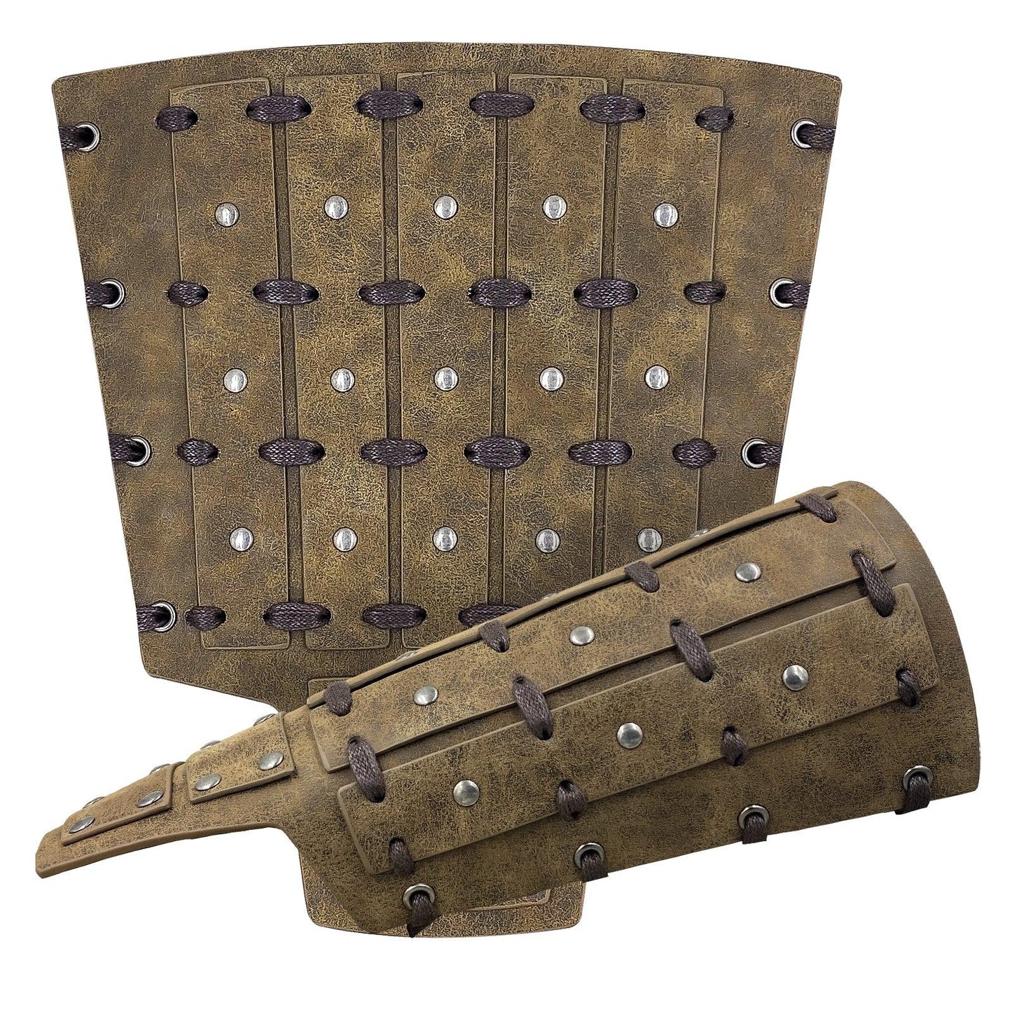 HiiFeuer Medieval Studded Faux Leather Bracers, Vintage Mercenary Arm Guards, Knight Archer Gauntlets for Ren Faire