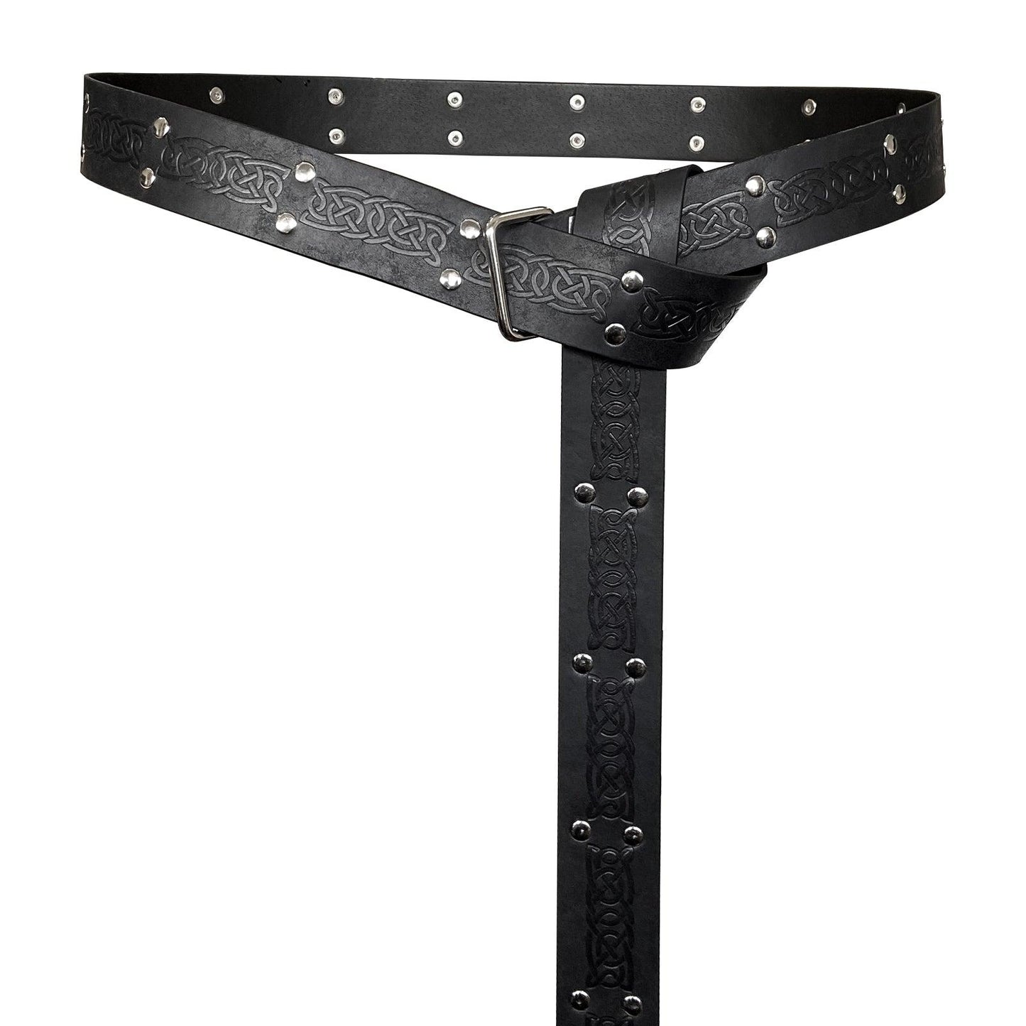 HiiFeuer Medieval Embossed Square Buckle Belt,Retro Middle Ages Faux Leather Mercenary Knight Belt,for LARP Ren Faire