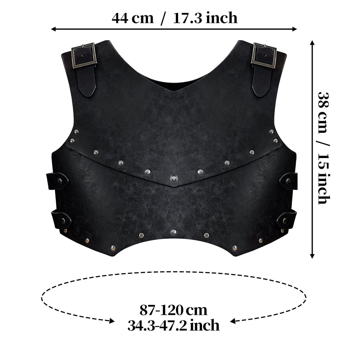 HiiFeuer Medieval Faux Leather Chest Armor, Retro Mercenary Knight Archer Body Armor, Adjustable Vest Armour for Ren Faire