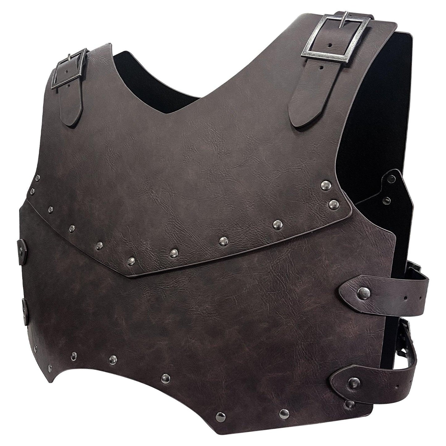 HiiFeuer Medieval Faux Leather Chest Armor, Retro Mercenary Knight Archer Body Armor, Adjustable Vest Armour for Ren Faire