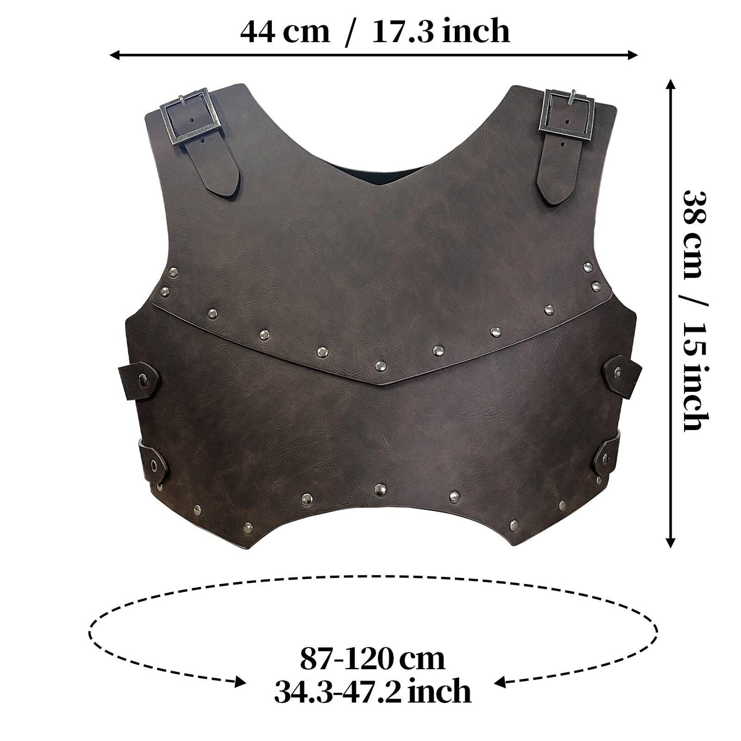 HiiFeuer Medieval Faux Leather Chest Armor, Retro Mercenary Knight Archer Body Armor, Adjustable Vest Armour for Ren Faire