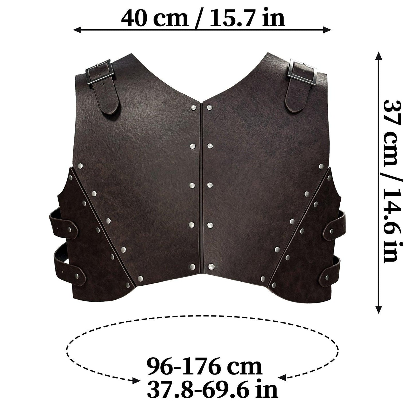 HiiFeuer Medieval Faux Leather Chest Armor, Retro Mercenary Knight Archer Body Armor, Adjustable Vest Armour for Ren Faire