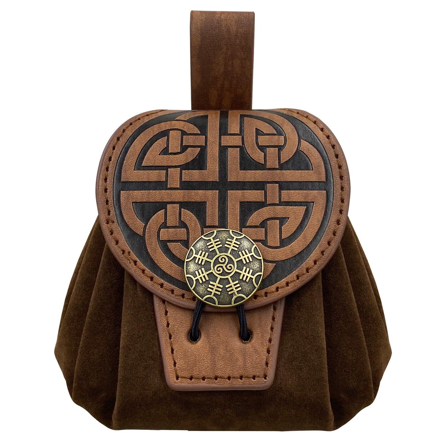 HiiFeuer Medieval Embossed Faux Leather Belt Pouch, Retro Renaissance Portable Belt Bag Coin Purse Dice Bag for LARP Ren Faire