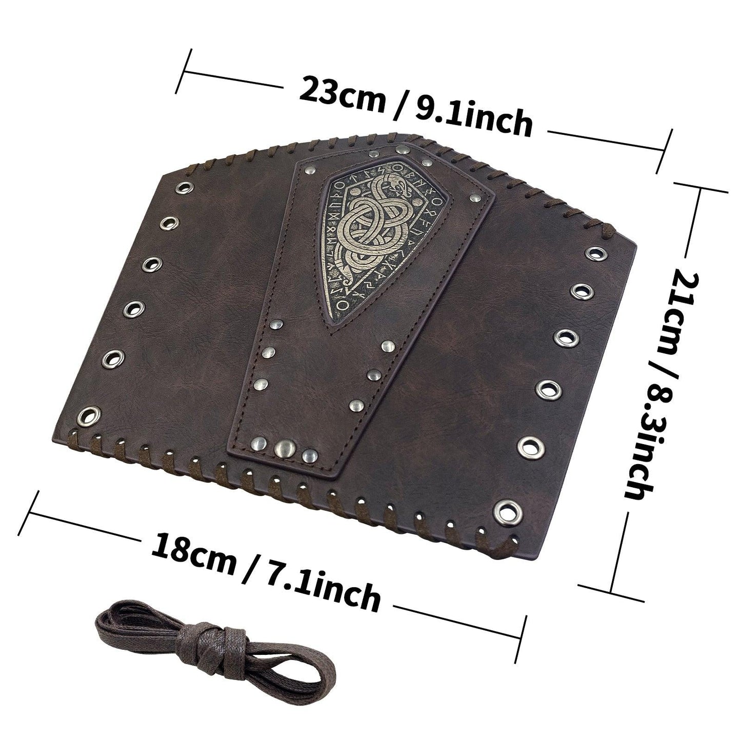 HiiFeuer Viking Embossed Dragon Faux Leather Arm Guards, Medieval Vintage Mercenary Arm Bracers, Retro Knight Gauntlets
