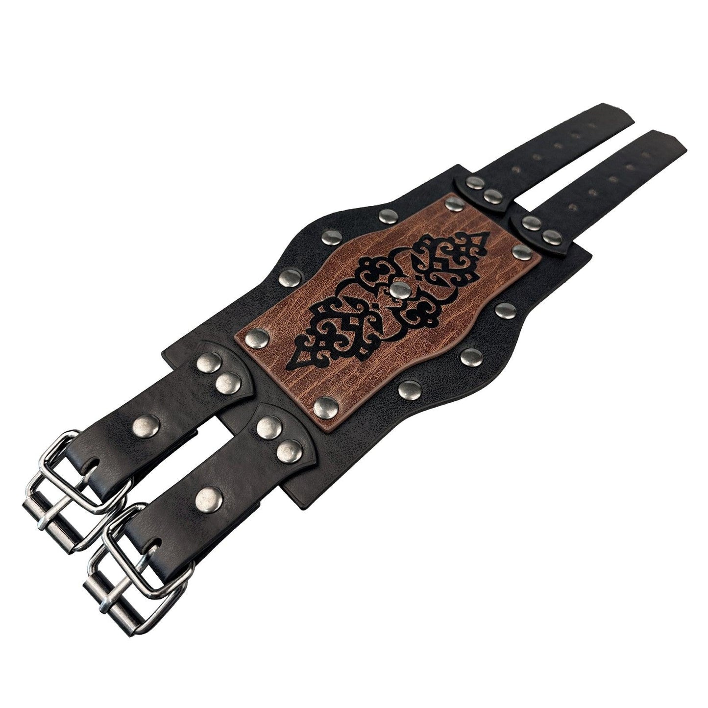 HiiFeuer Medieval Embossed Alchemy Faux Leather Cuff Bracelet, Fantasy Retro Wristband, Wizard Buckle Fastening Cuff Bangle Bracelet