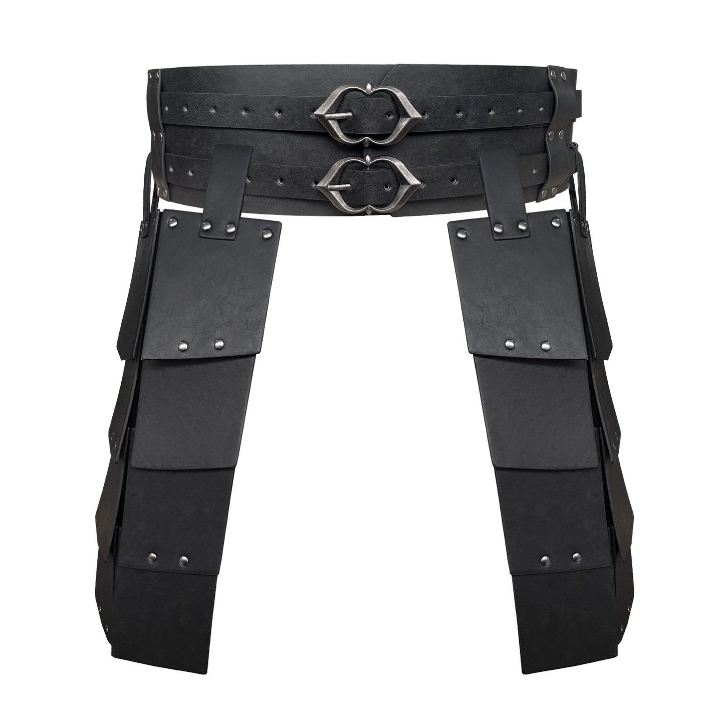 HiiFeuer Medieval Faux Leather Wide Belt Thigh Armor, Retro Double Sides Waist Armor, Mercenary&Knights Skirt Armor for LARP