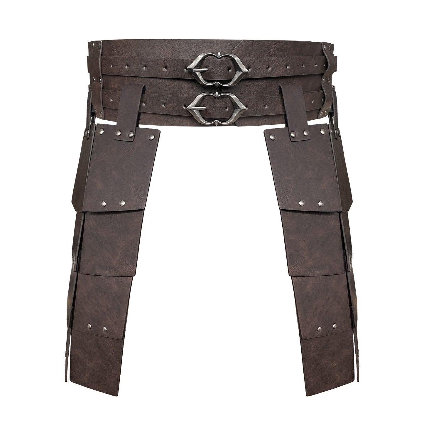 HiiFeuer Medieval Faux Leather Wide Belt Thigh Armor, Retro Double Sides Waist Armor, Mercenary&Knights Skirt Armor for LARP