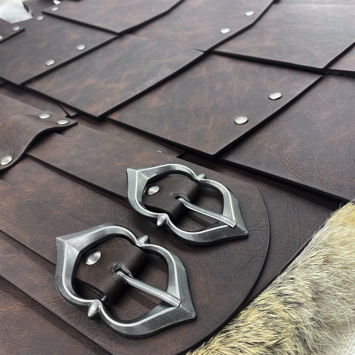 HiiFeuer Medieval Faux Leather Wide Belt Thigh Armor, Retro Double Sides Waist Armor, Mercenary&Knights Skirt Armor for LARP