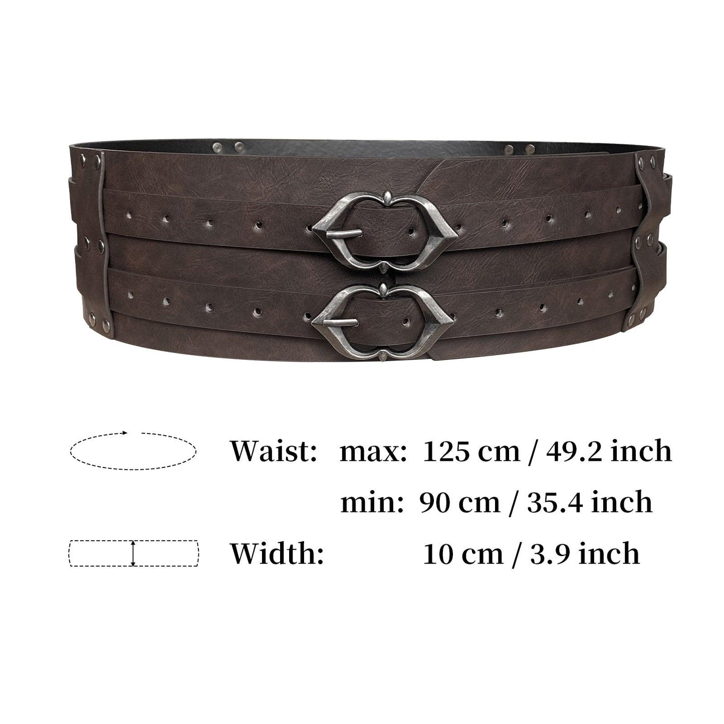 HiiFeuer Medieval Faux Leather Wide Belt Thigh Armor, Retro Double Sides Waist Armor, Mercenary&Knights Skirt Armor for LARP