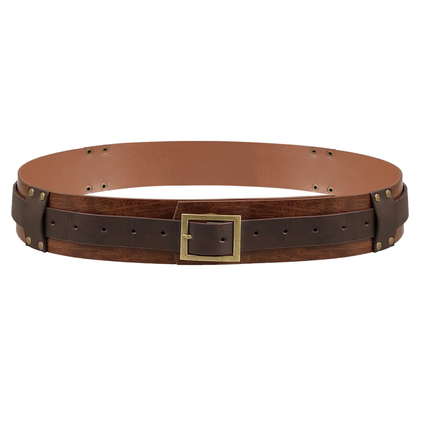 HiiFeuer Medieval Faux Leather Wide Belt Thigh Armor, Retro Double Sides Waist Armor, Mercenary&Knights Skirt Armor for LARP