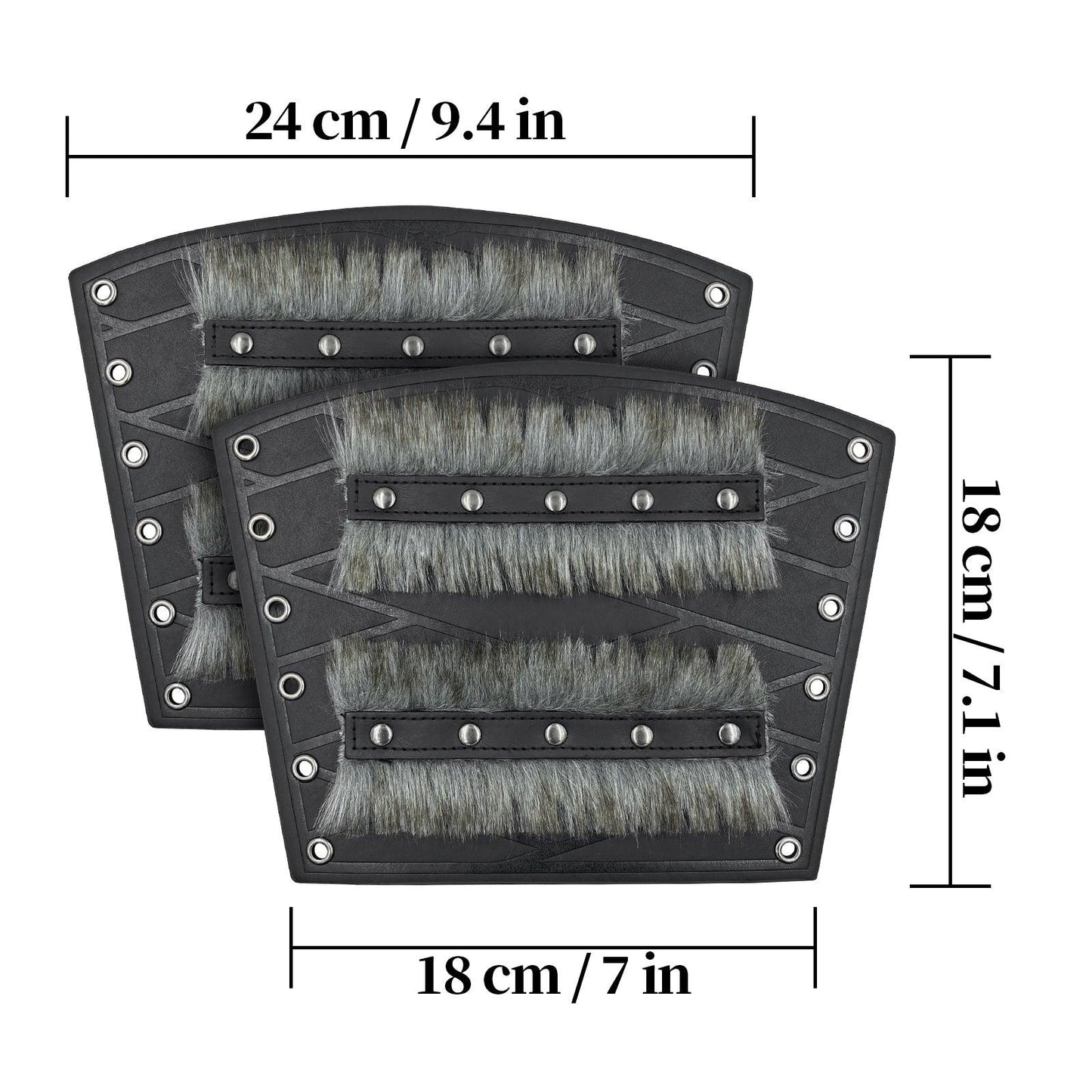 HiiFeuer Nordic Viking Barbarian Arm Guards, Medieval Artificial Fur Gauntlets, Vintage Faux Leather Bracers for LARP