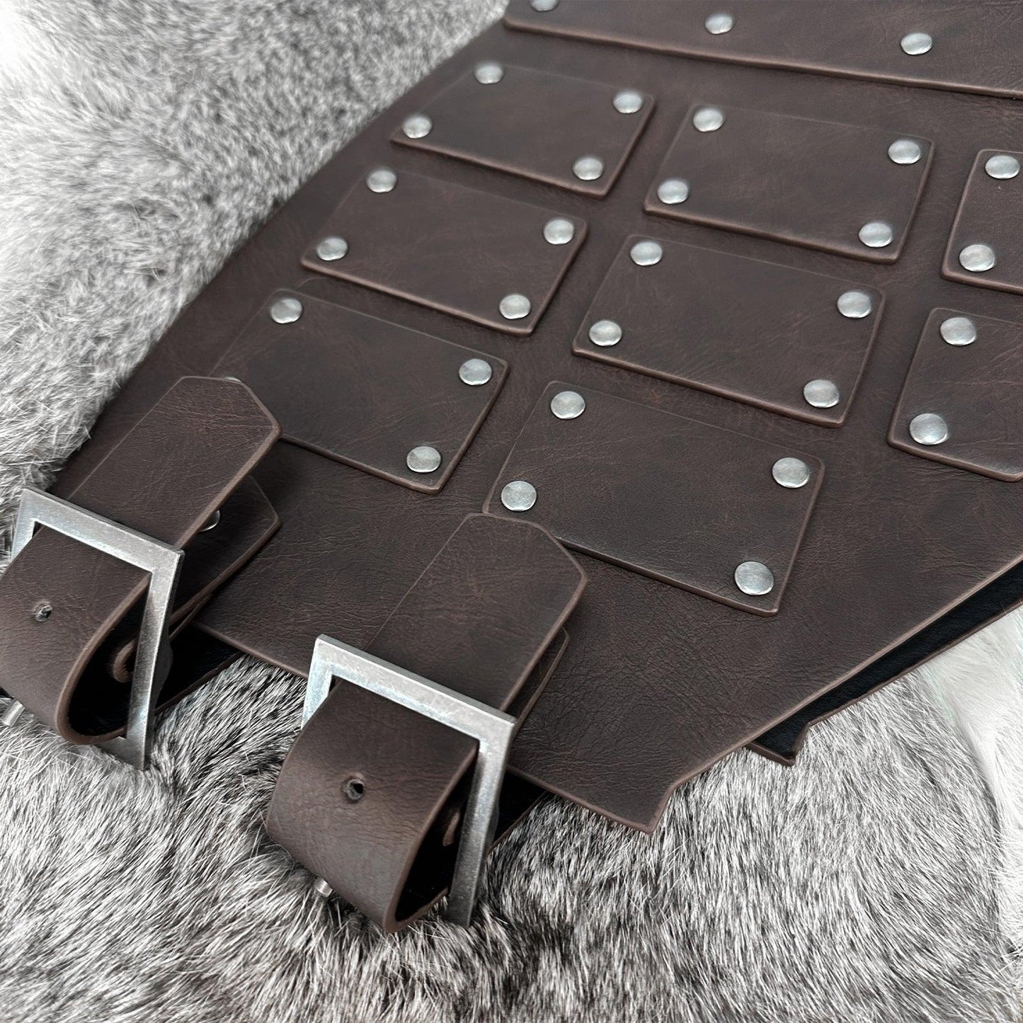 HiiFeuer Viking Embossed Dragon Faux Leather Chest Armor, Medieval Vintage Mercenary Adjustable Vest Armor Knight Body Armor