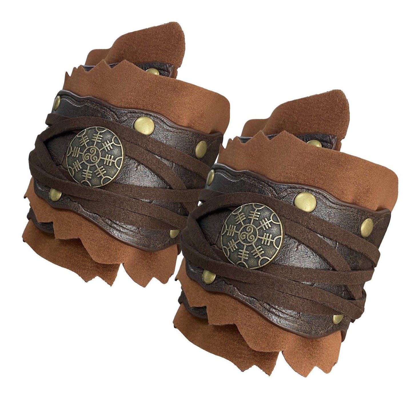 HiiFeuer Medieval Suede Arm Wraps, Renaissance Artificial Fur Bracers, Viking Wrist Band Archery Arm Guards Knight Gauntlets