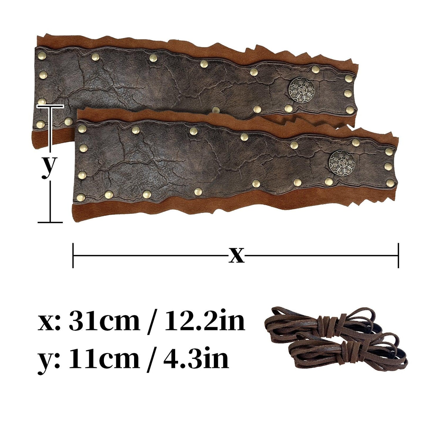 HiiFeuer Medieval Suede Arm Wraps, Renaissance Artificial Fur Bracers, Viking Wrist Band Archery Arm Guards Knight Gauntlets