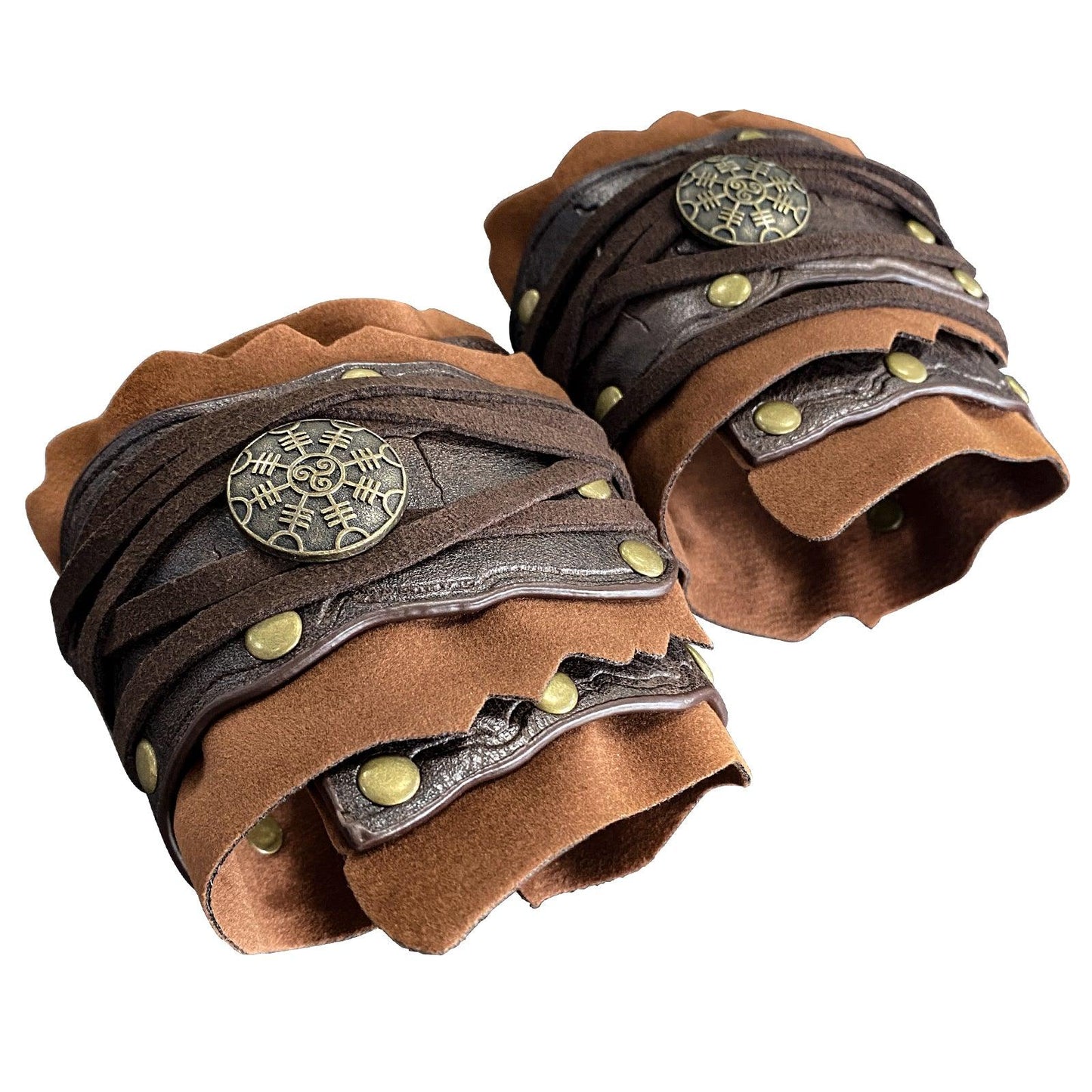 HiiFeuer Medieval Suede Arm Wraps, Renaissance Artificial Fur Bracers, Viking Wrist Band Archery Arm Guards Knight Gauntlets