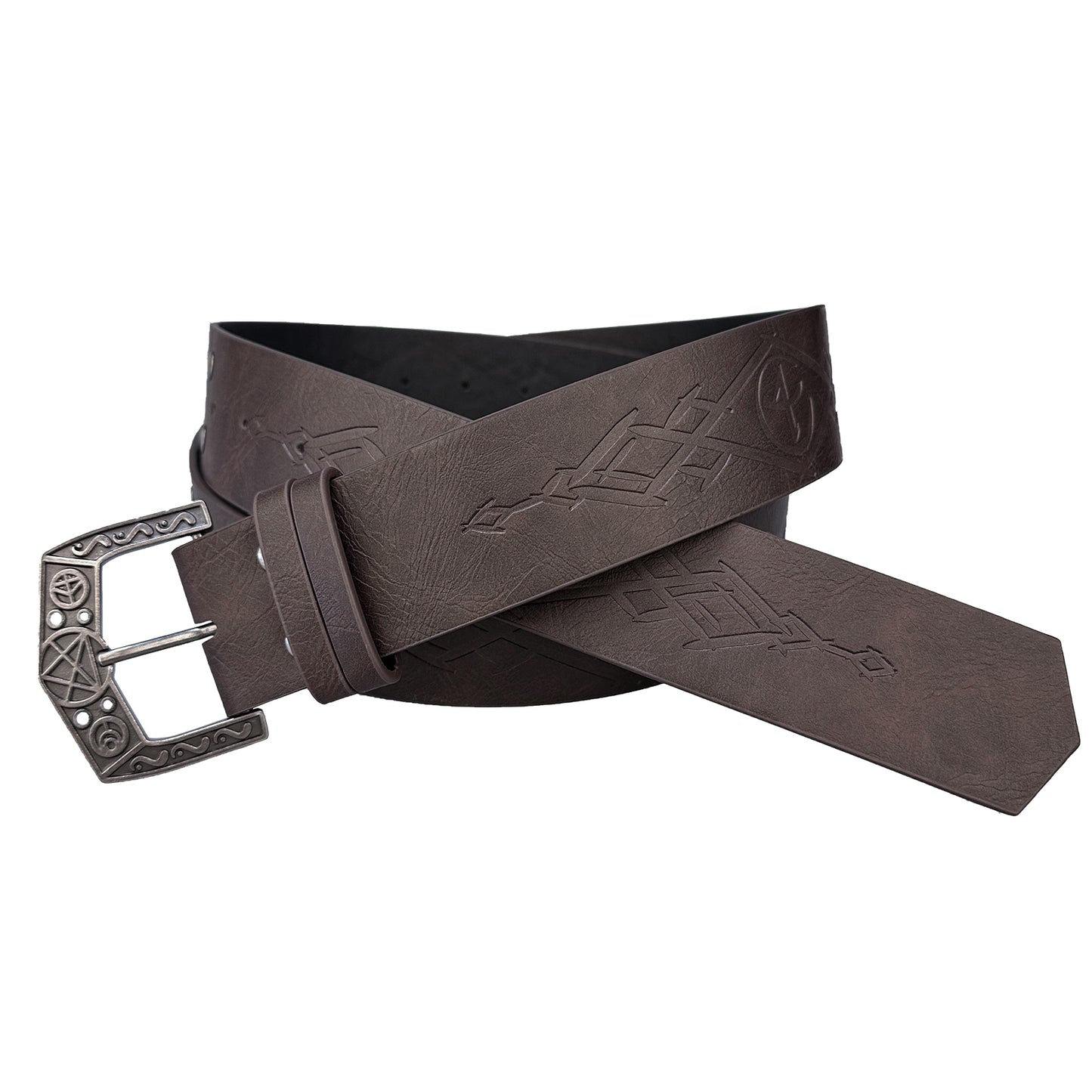 HiiFeuer Medieval Alchemy Faux Leather Buckle Belt, Fantasy Embossed Wizard Knight Belt for LARP Cosplay