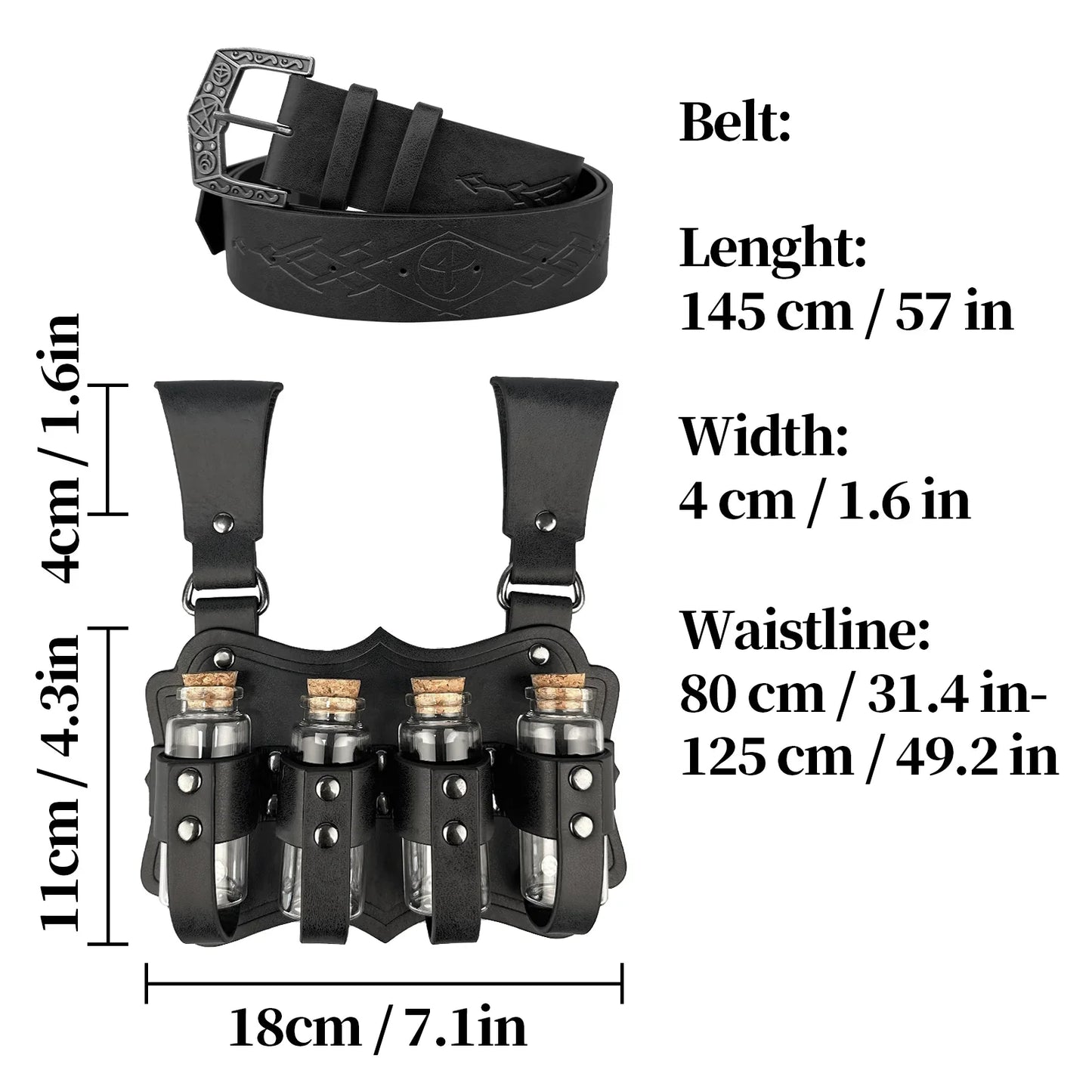 Fantasy Wizard Potion Bottles Belt