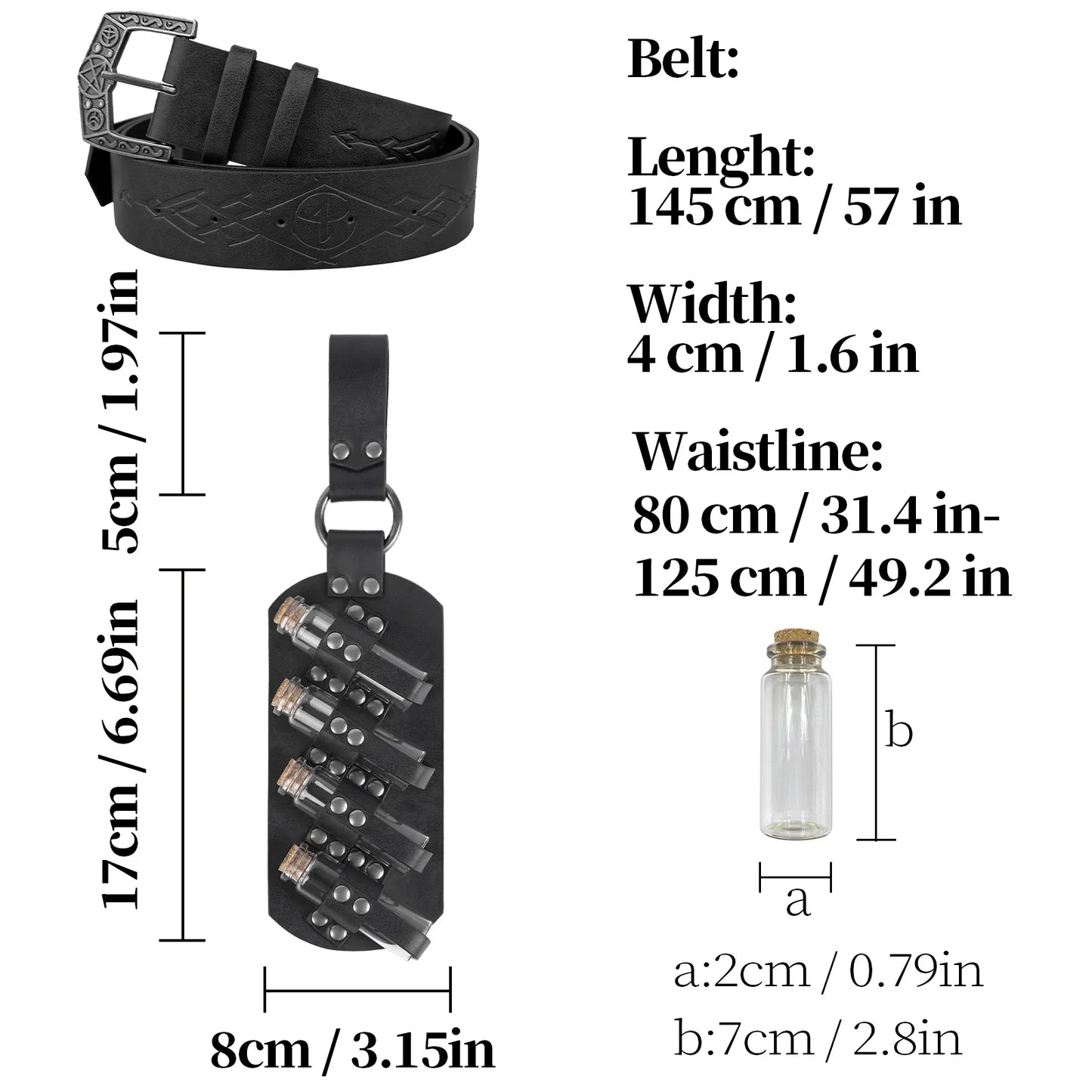 Fantasy Wizard Potion Bottles Belt