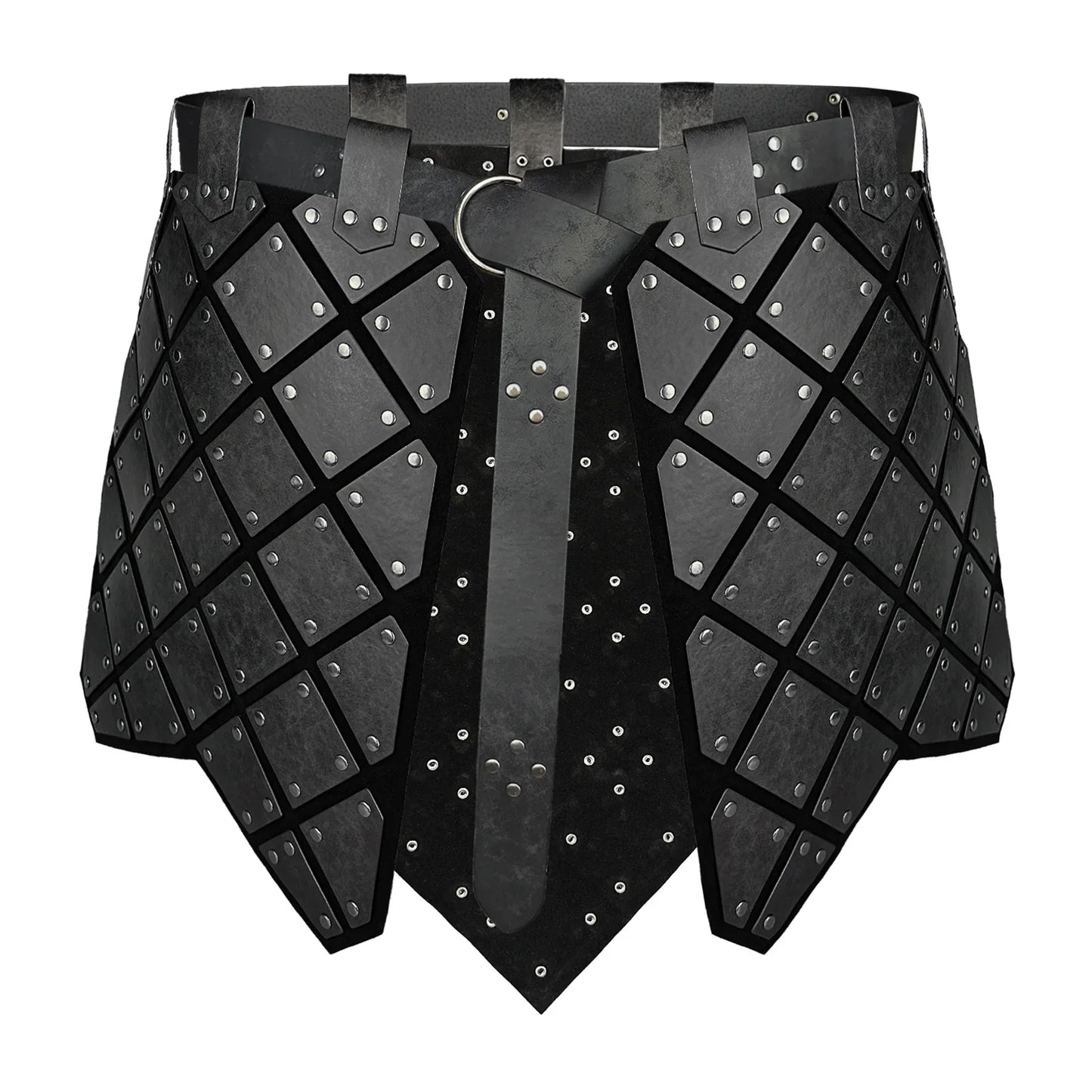 HiiFeuer Medieval Faux Leather 3PCs Waist Armor with Belt, Middle Ages Cosplay Thigh Armor, Mercenary&Knights Skirt Armor