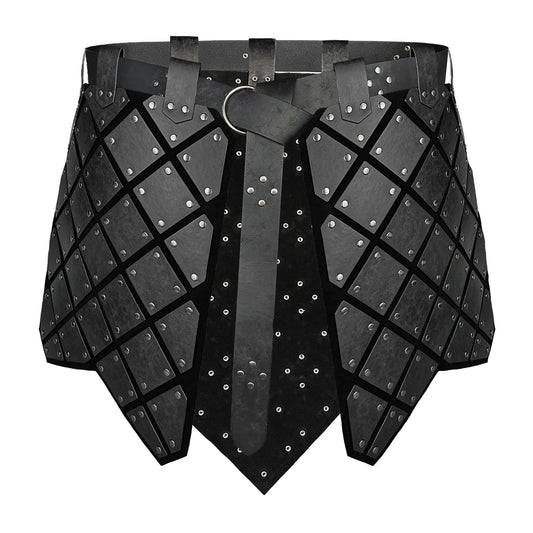 HiiFeuer Medieval Faux Leather 3PCs Waist Armor with Belt, Middle Ages Cosplay Thigh Armor, Mercenary&Knights Skirt Armor