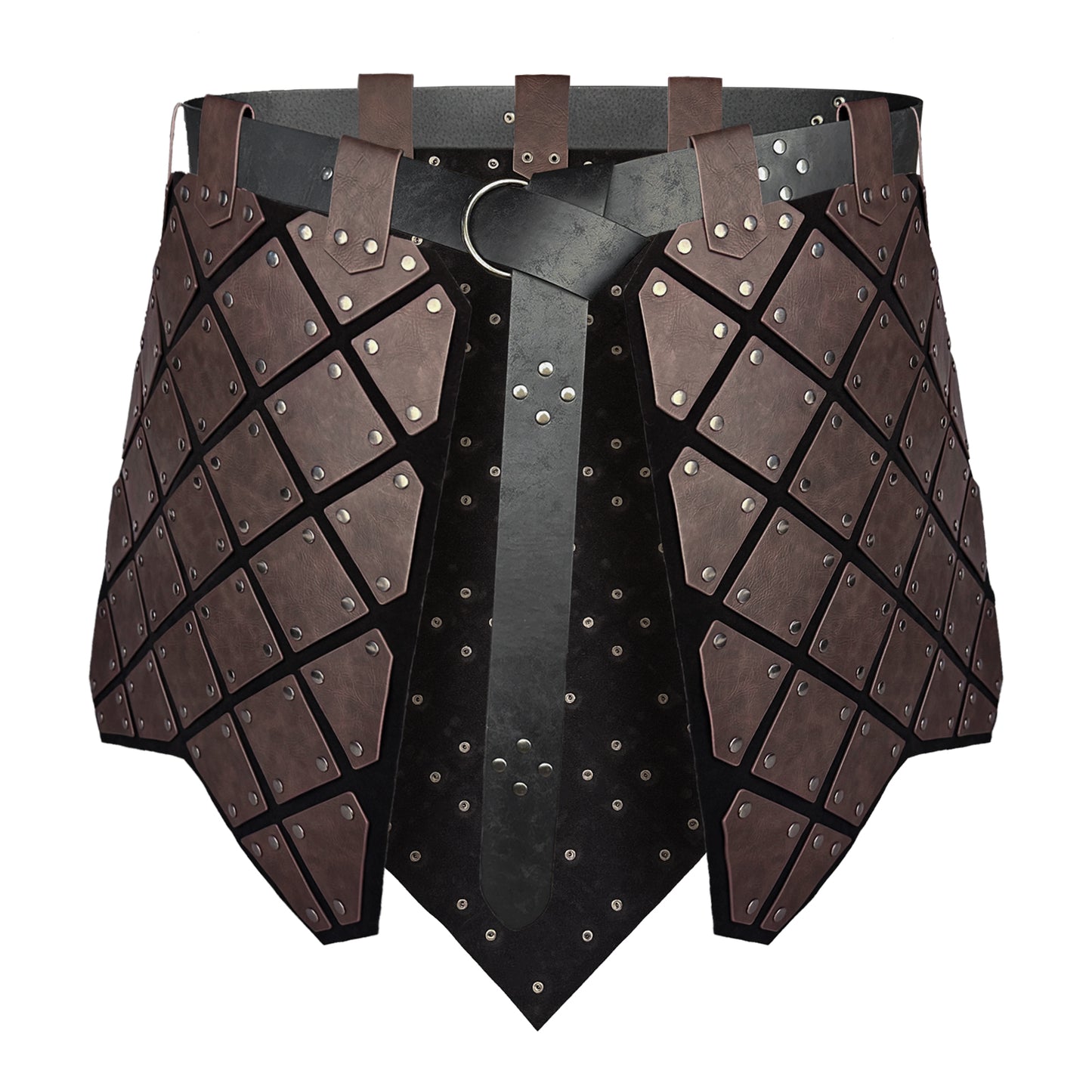 HiiFeuer Medieval Faux Leather 3PCs Waist Armor with Belt, Middle Ages Cosplay Thigh Armor, Mercenary&Knights Skirt Armor