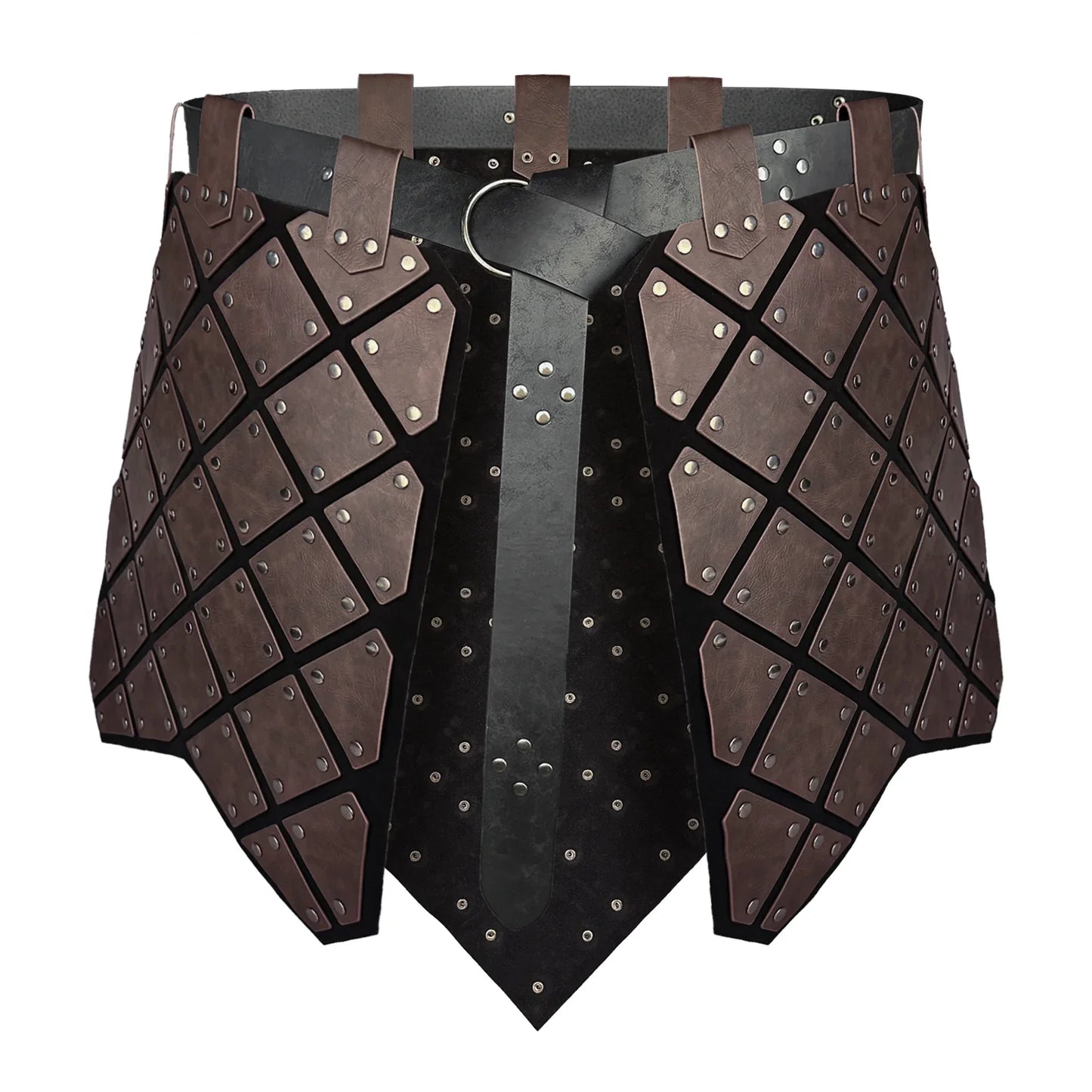HiiFeuer Medieval Faux Leather 3PCs Waist Armor with Belt, Middle Ages Cosplay Thigh Armor, Mercenary&Knights Skirt Armor