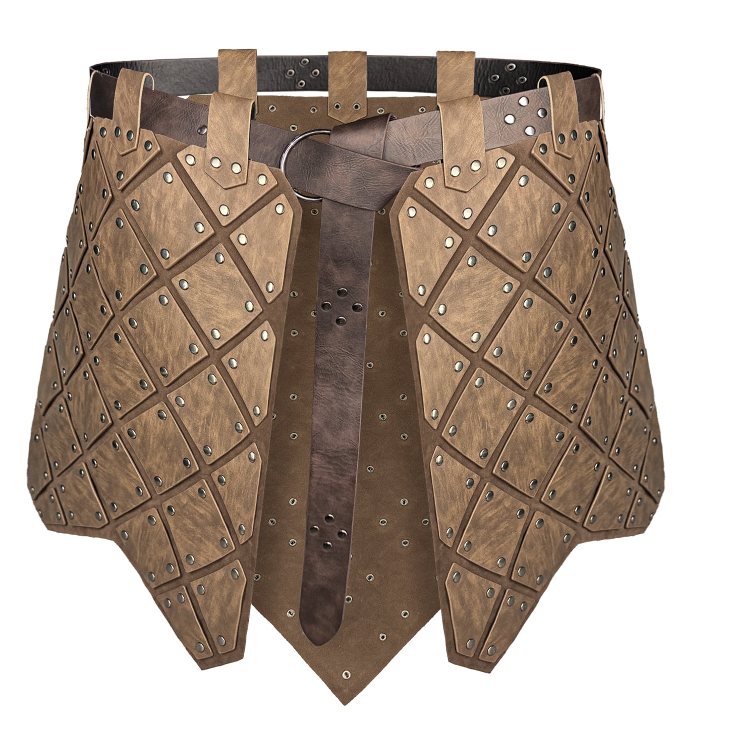 HiiFeuer Medieval Faux Leather 3PCs Waist Armor with Belt, Middle Ages Cosplay Thigh Armor, Mercenary&Knights Skirt Armor