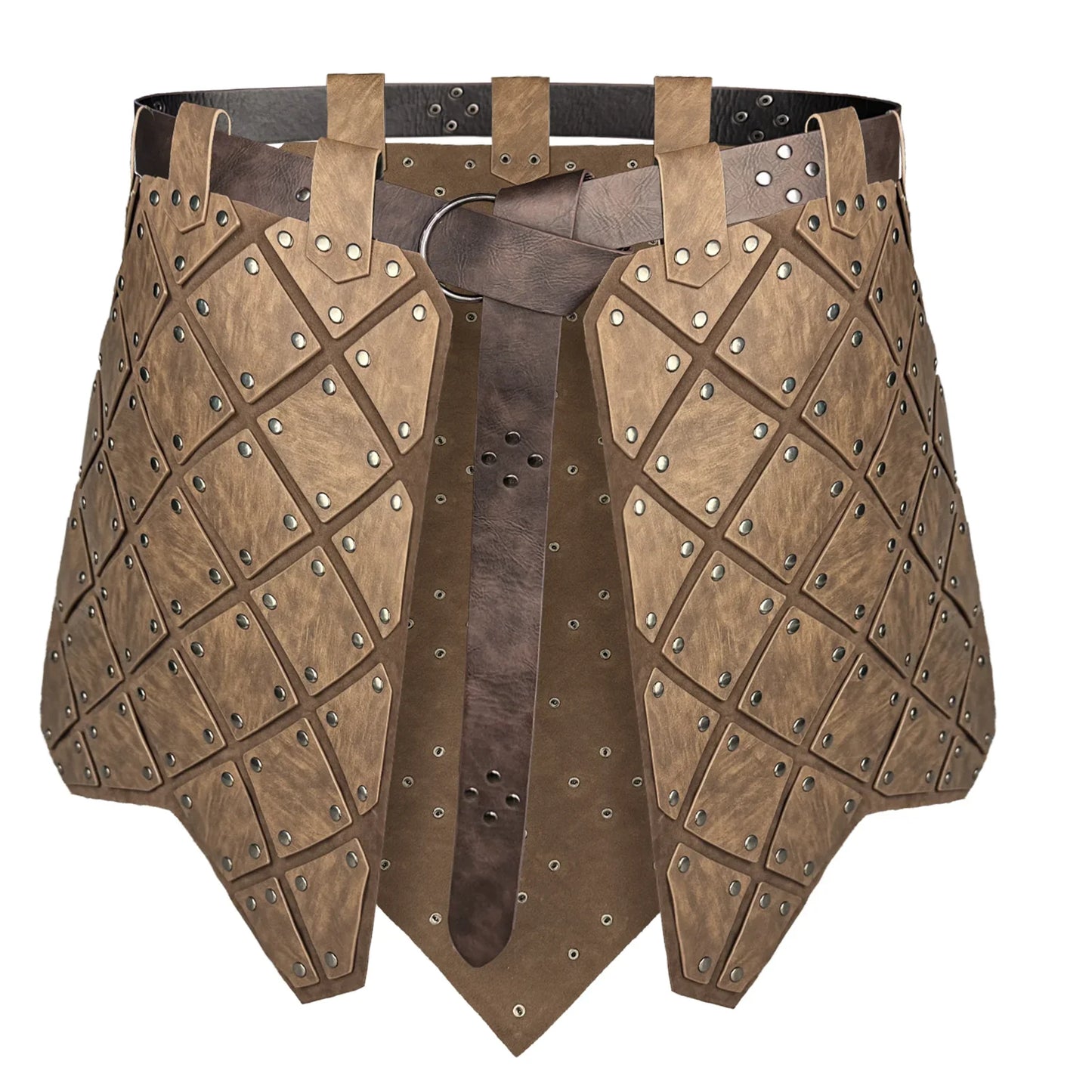 HiiFeuer Medieval Faux Leather 3PCs Waist Armor with Belt, Middle Ages Cosplay Thigh Armor, Mercenary&Knights Skirt Armor