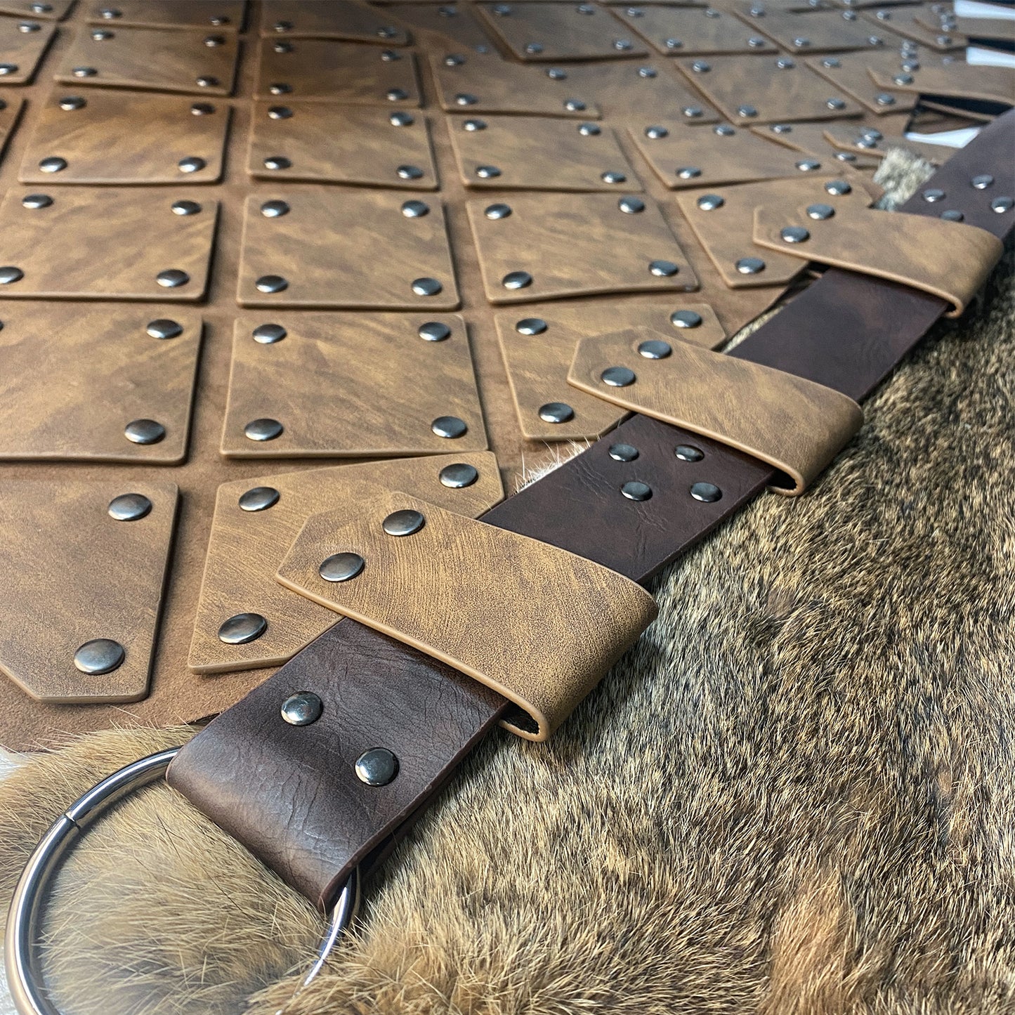 HiiFeuer Medieval Faux Leather 3PCs Waist Armor with Belt, Middle Ages Cosplay Thigh Armor, Mercenary&Knights Skirt Armor
