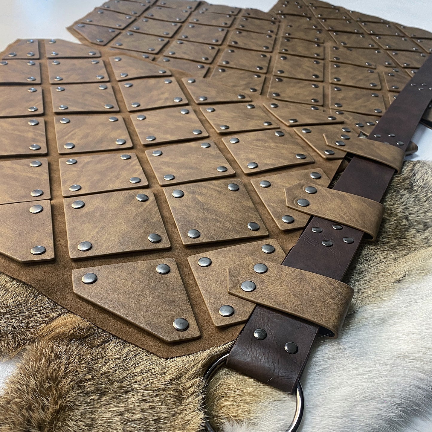 HiiFeuer Medieval Faux Leather 3PCs Waist Armor with Belt, Middle Ages Cosplay Thigh Armor, Mercenary&Knights Skirt Armor