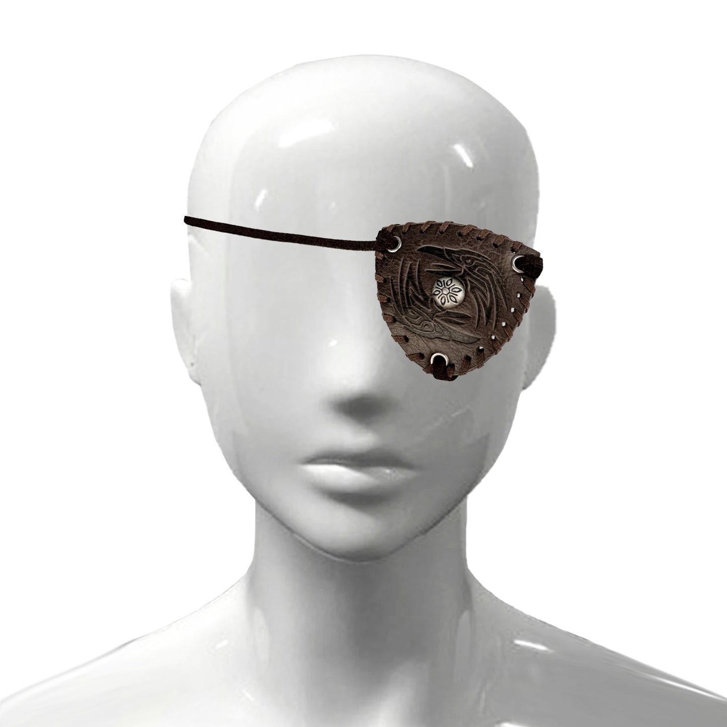 HiiFeuer Medieval Embossed Pirate Eye Patch, Vintage Faux Leather Eye Mask Viking Accessories, Renaissance Eye Cover Cosplay