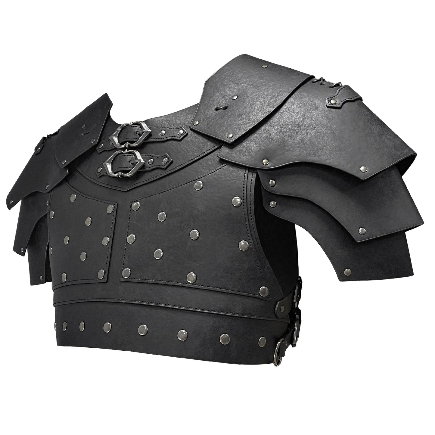 HiiFeuer Medieval Faux Leather Chest Armor, Vintage Pauldron Shoulder Armor Adjustable Mercenary Knight Archer Vest Armor