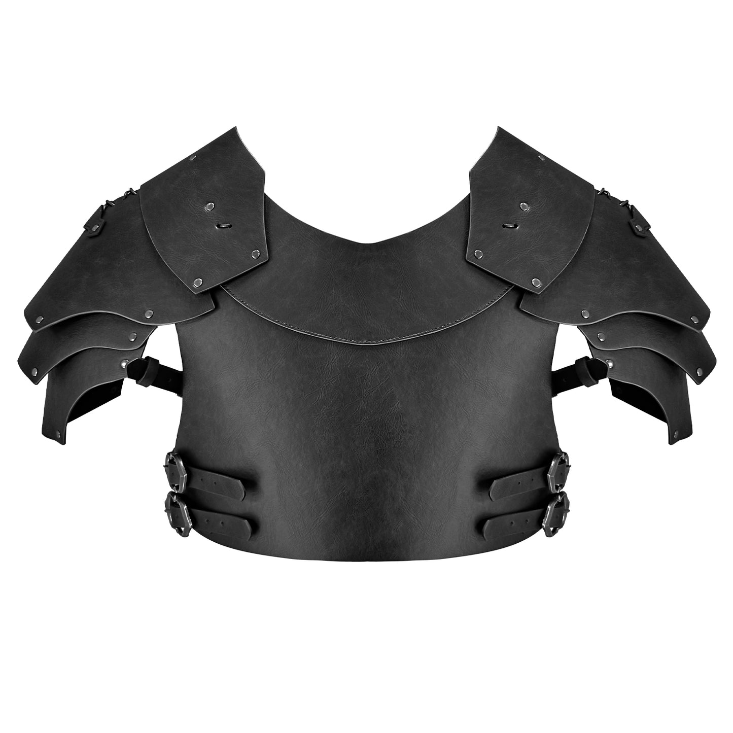 HiiFeuer Medieval Faux Leather Chest Armor, Vintage Pauldron Shoulder Armor Adjustable Mercenary Knight Archer Vest Armor