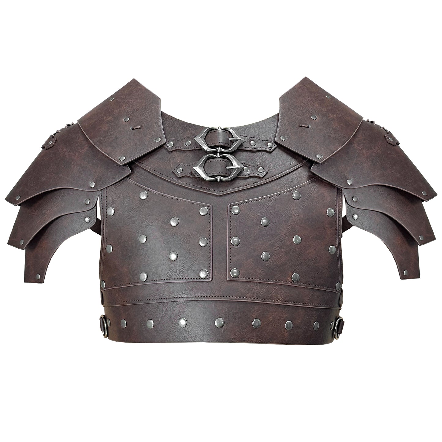 HiiFeuer Medieval Faux Leather Chest Armor, Vintage Pauldron Shoulder Armor Adjustable Mercenary Knight Archer Vest Armor