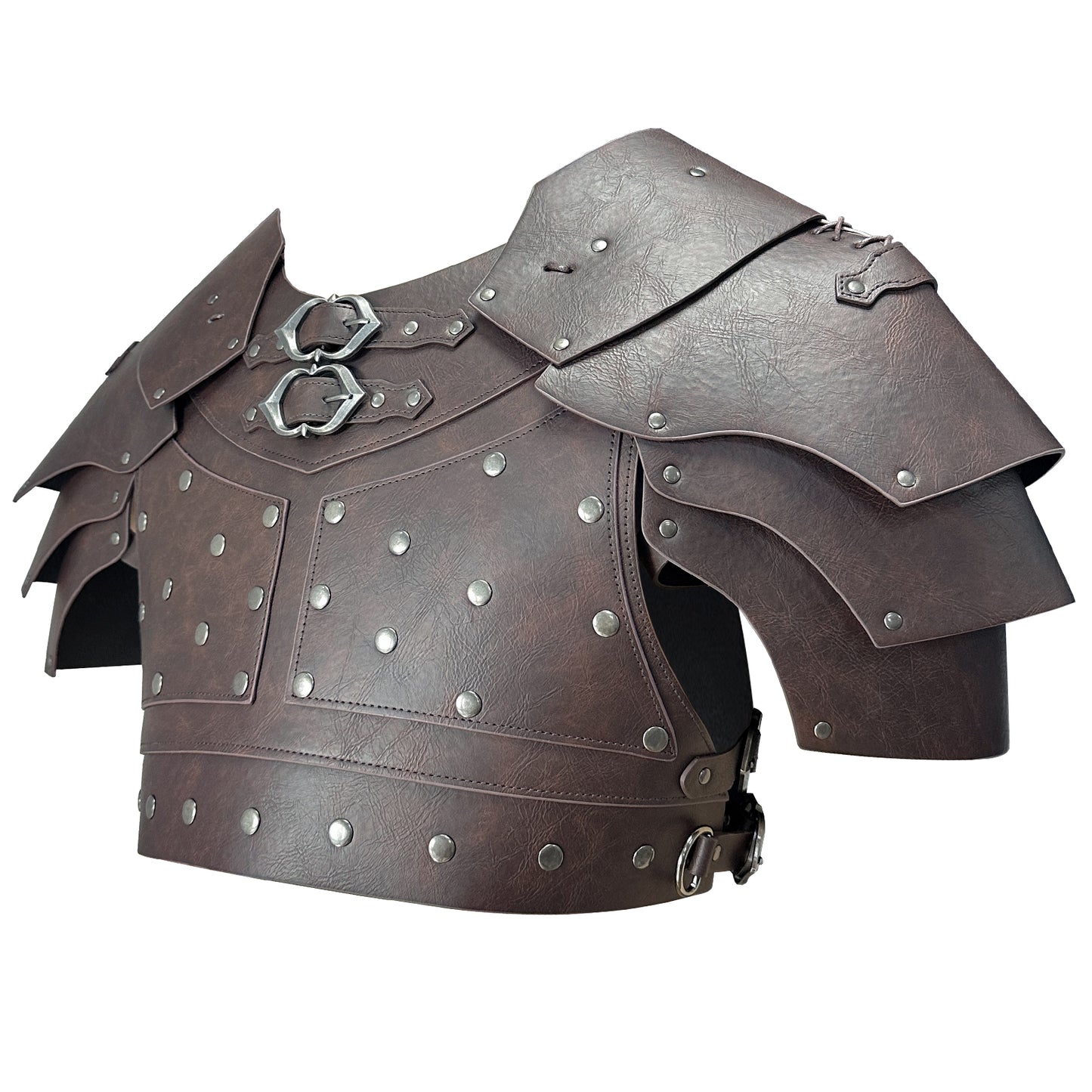HiiFeuer Medieval Faux Leather Chest Armor, Vintage Pauldron Shoulder Armor Adjustable Mercenary Knight Archer Vest Armor