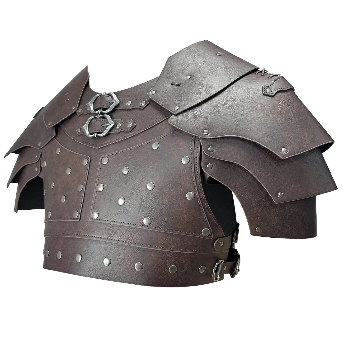 HiiFeuer Medieval Faux Leather Chest Armor, Vintage Pauldron Shoulder Armor Adjustable Mercenary Knight Archer Vest Armor