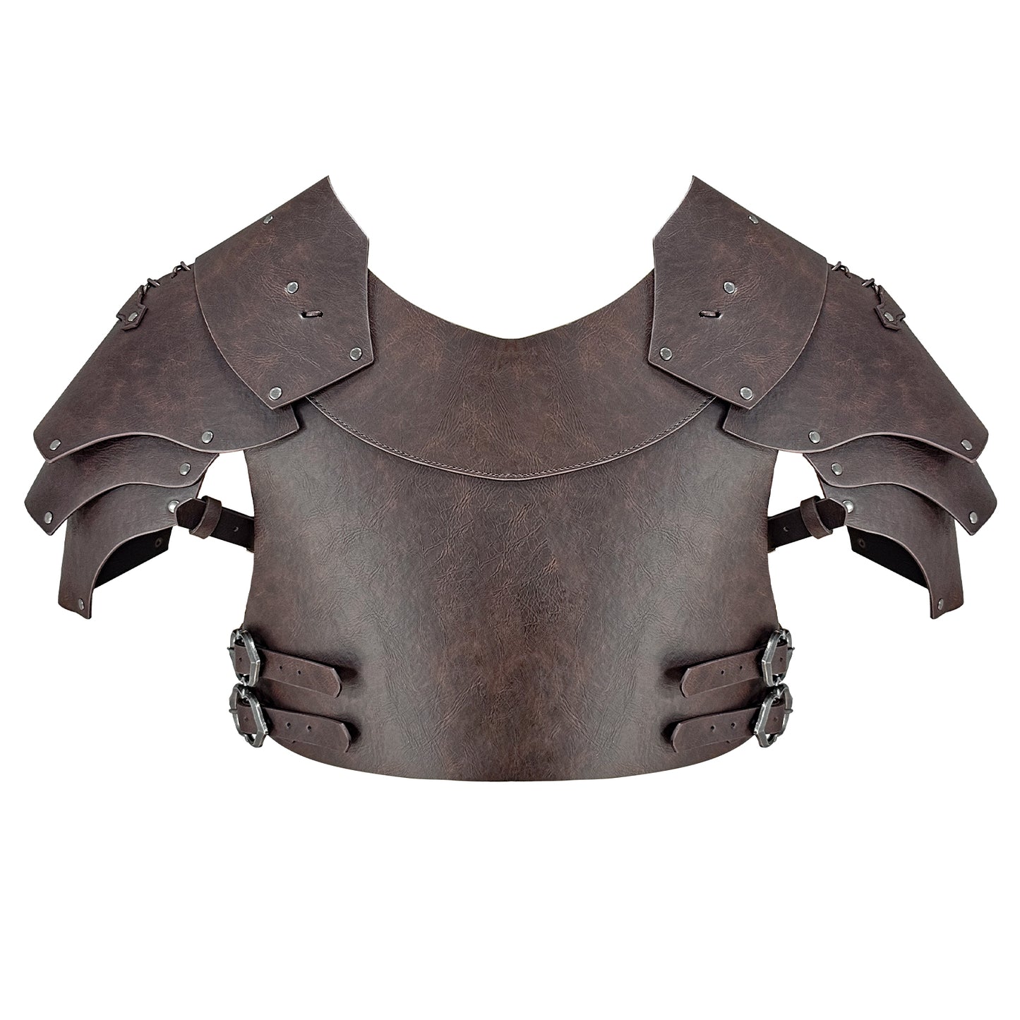 HiiFeuer Medieval Faux Leather Chest Armor, Vintage Pauldron Shoulder Armor Adjustable Mercenary Knight Archer Vest Armor